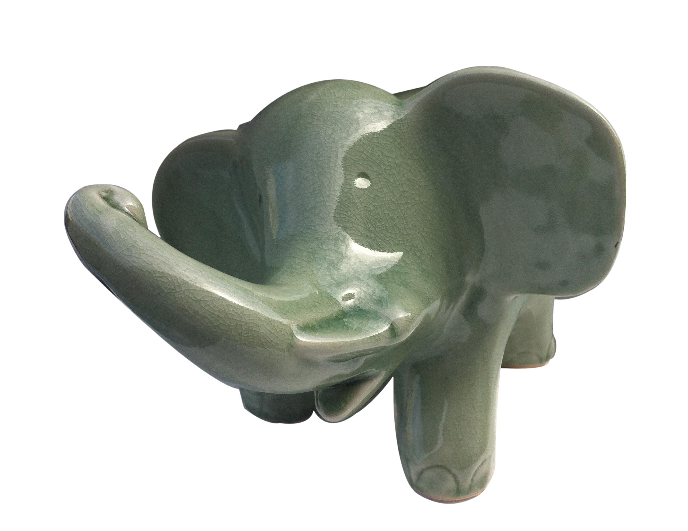 Large Celadon Green Ceramic Elephant Chairish