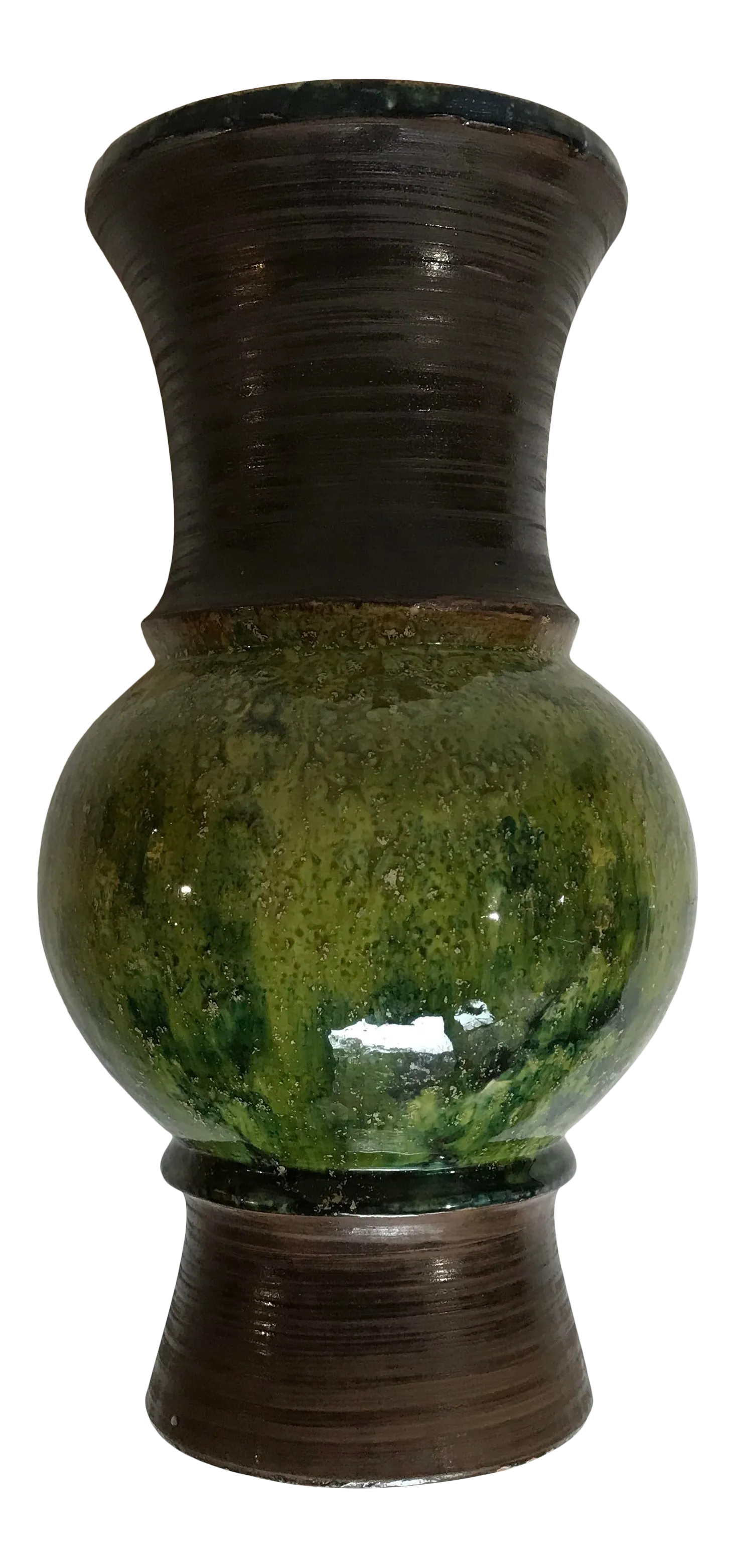 Mid Century Raymor Italy Green Drip Glaze Majolica Vase