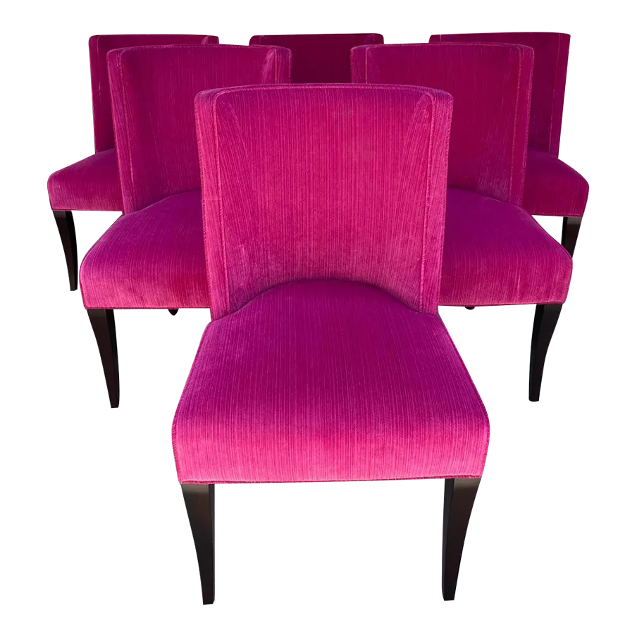 Pink velour dining chairs hot sale