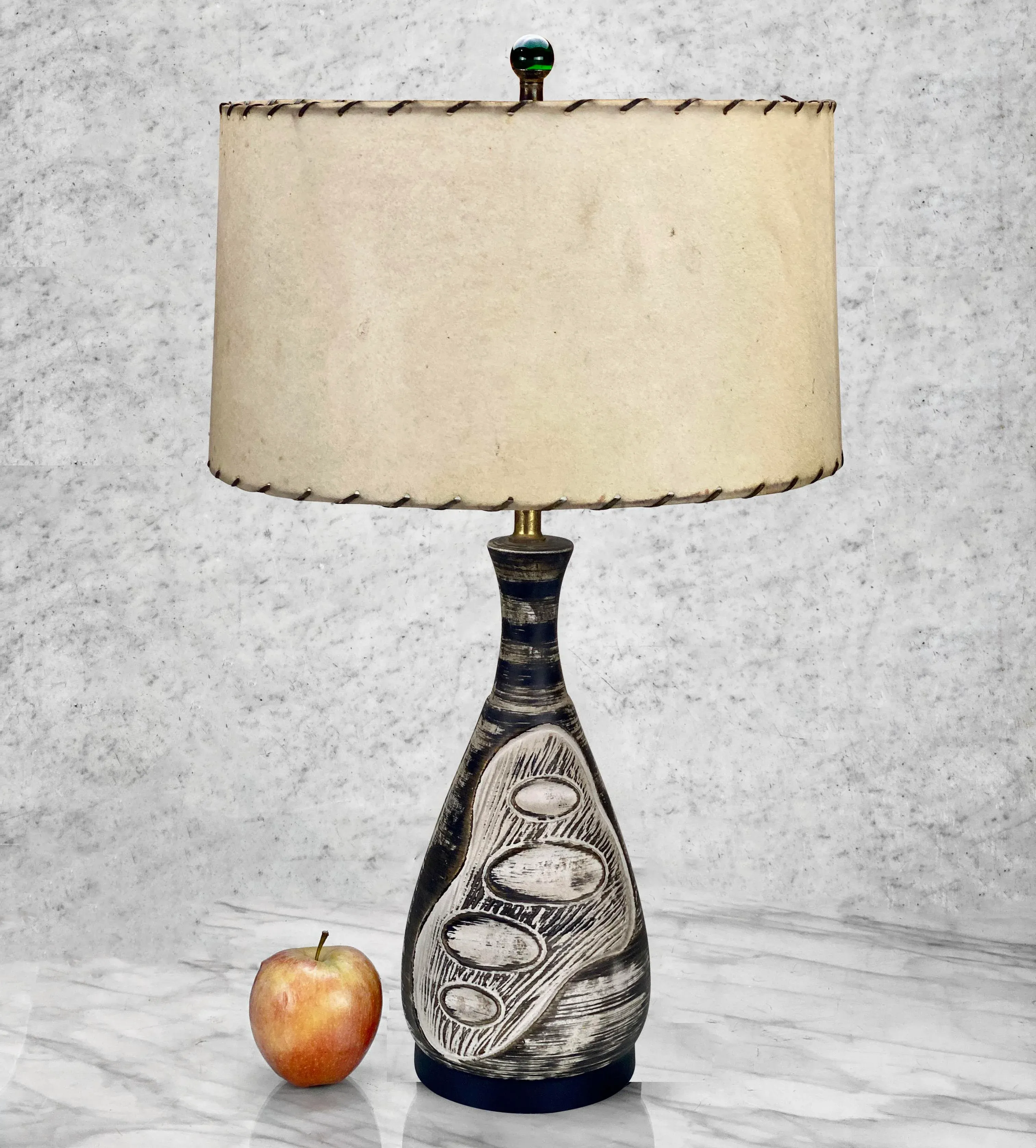 Mid-Century Atomic Abstract Sculpted Ceramic Table Lamp W