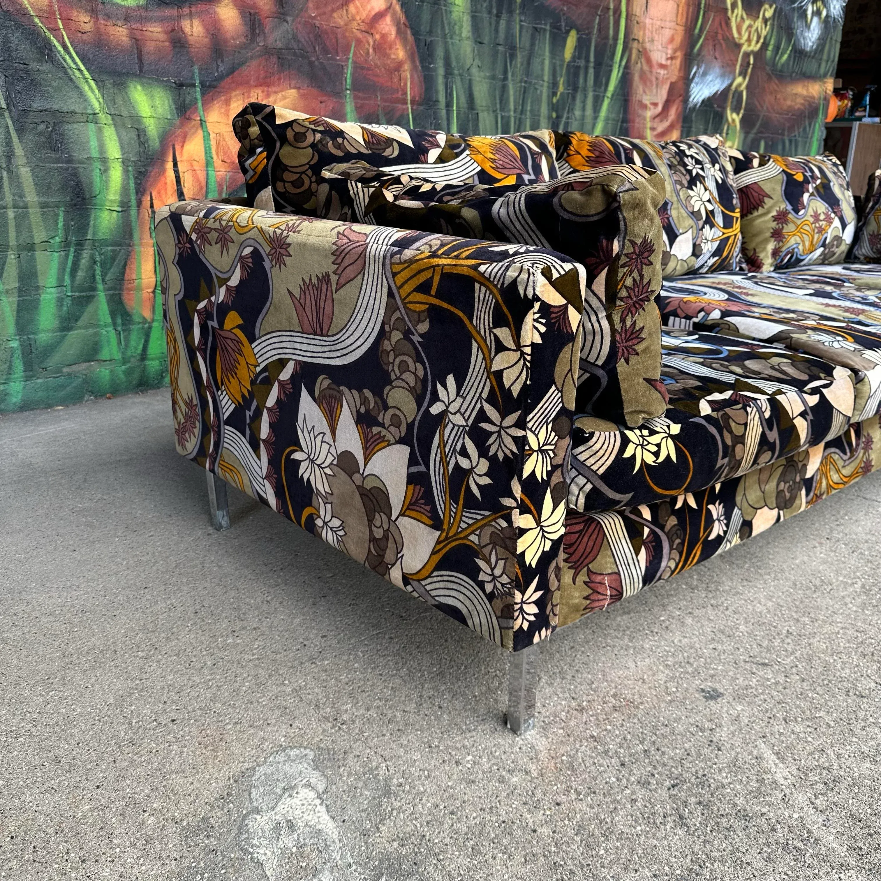 Adrian Pearsall for Craft Associates Sofa With Jack Lenor Larsen