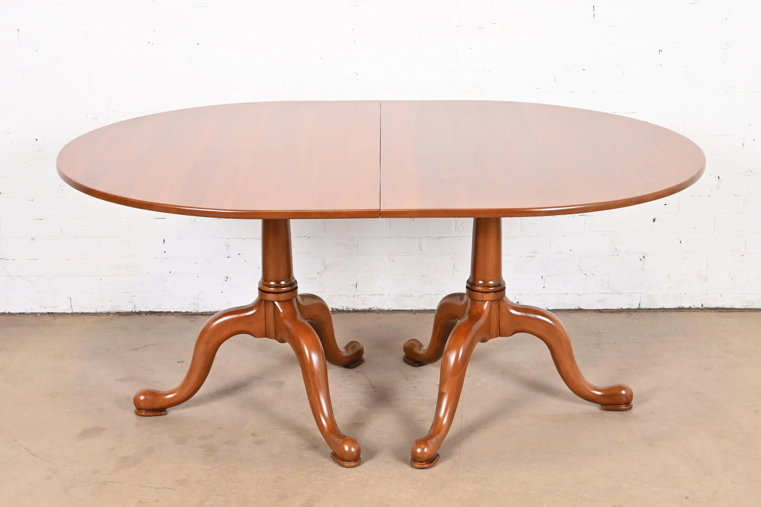 Henkel Harris Georgian Solid Cherry Wood Double Pedestal Extension