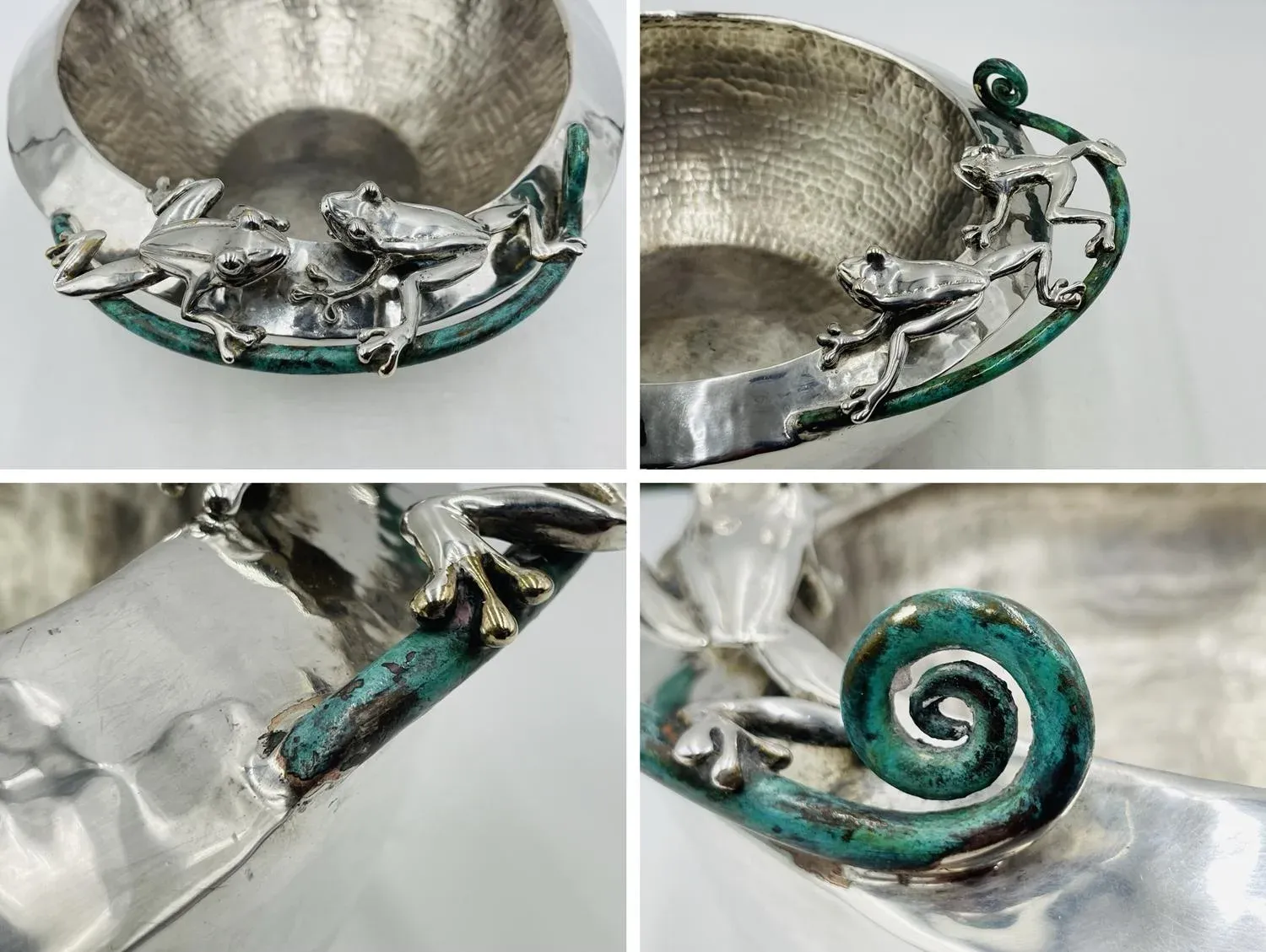Emilia Castillo, Silver-Plated Bowl With Frogs Handles, Mexico