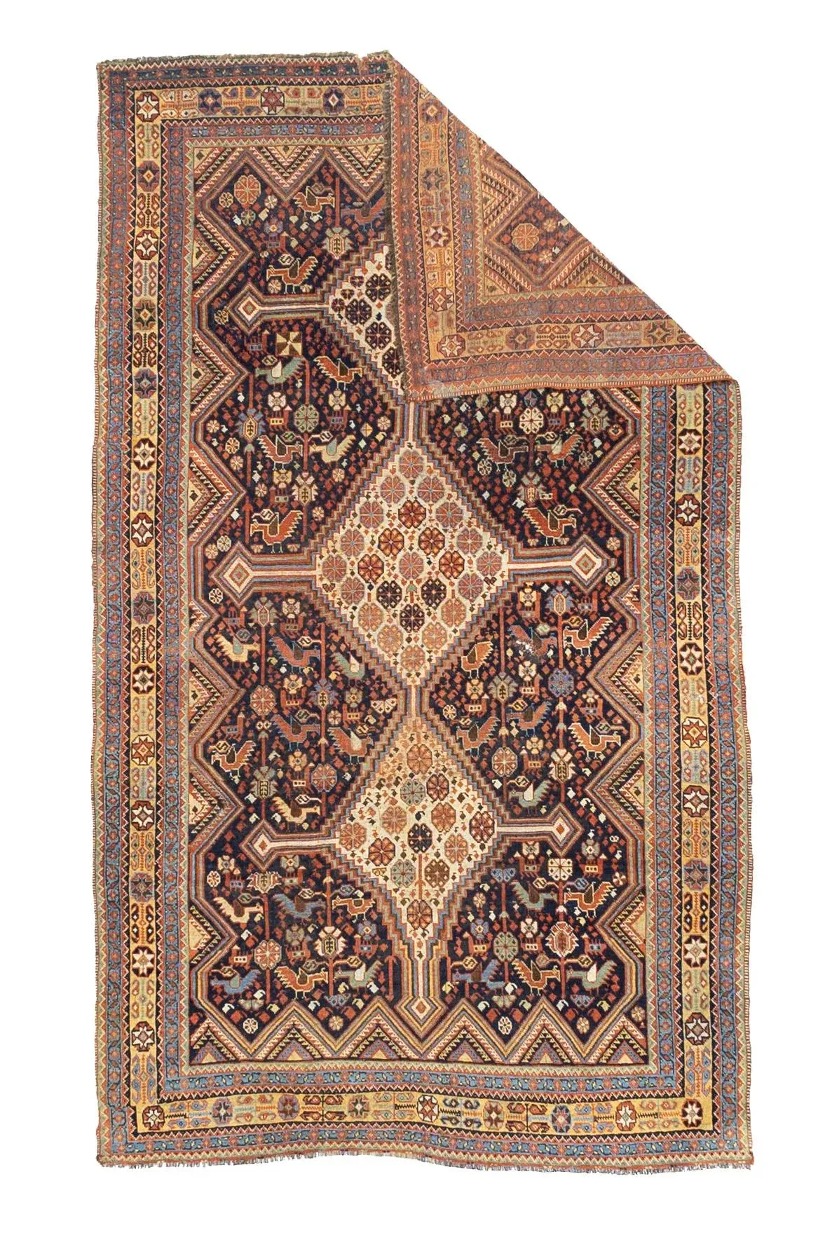 Antique Persian Qashqai Rug 4'5