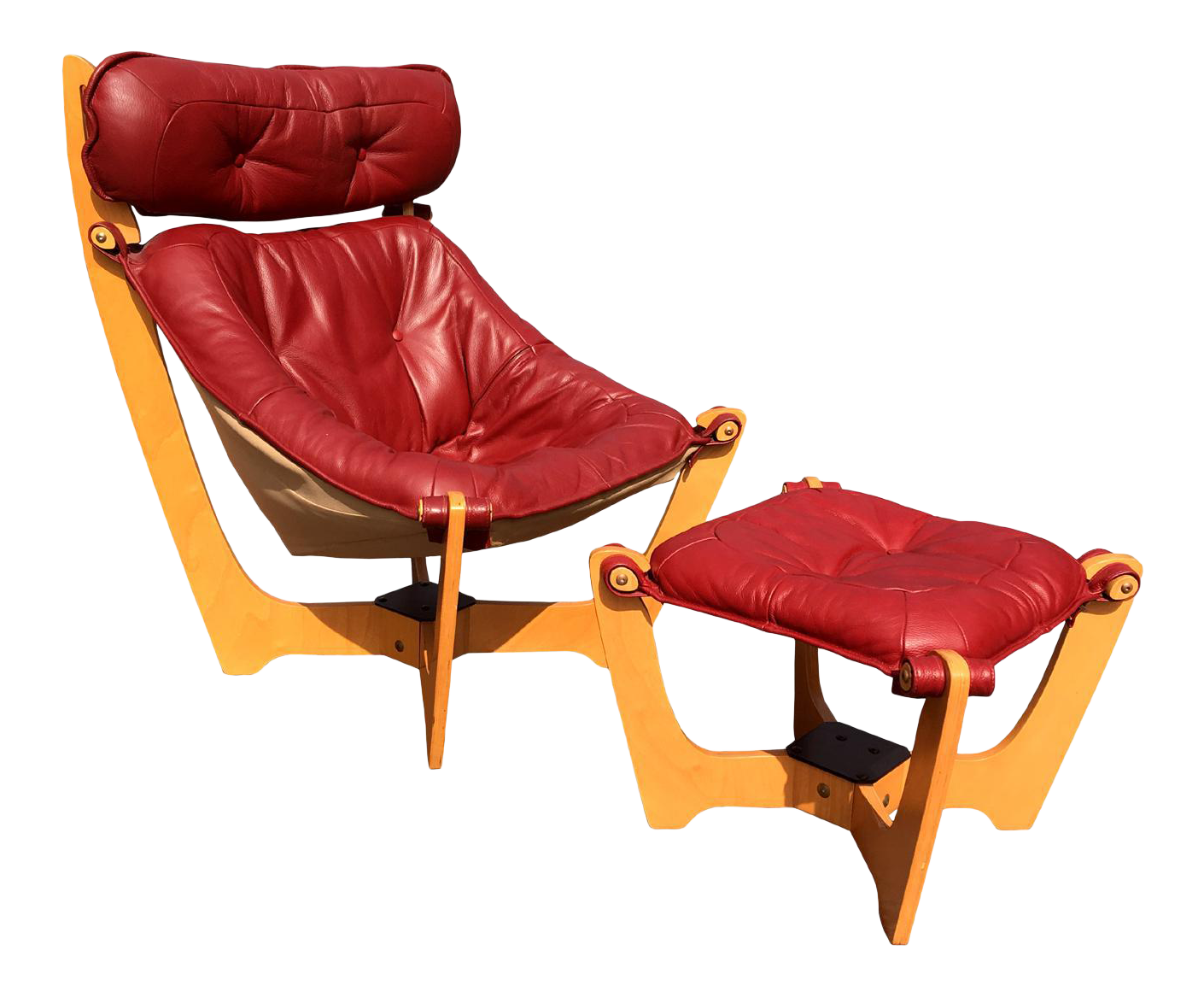 Mid Century Red Leather Luna Chair by Odd Knutsen for IMG Norway Chairish