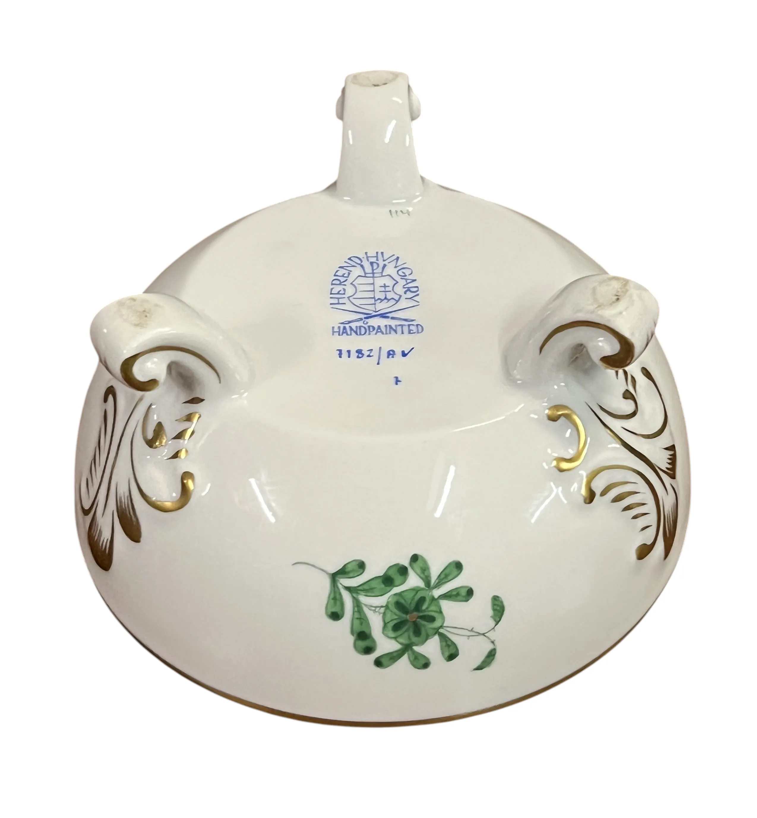 Mid 20th Century Herend Green Chinese Bouquet Round Porcelain