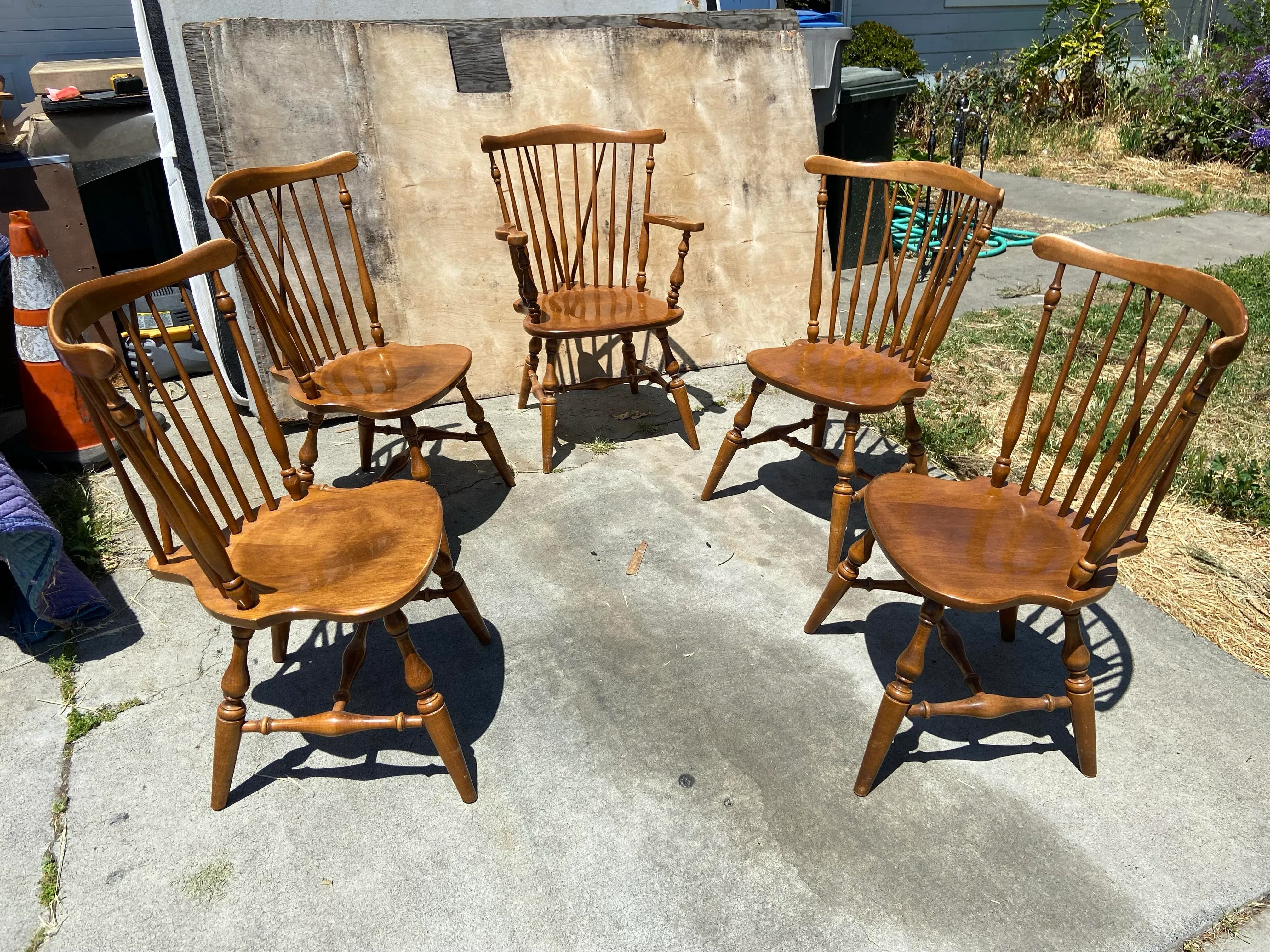 1960s Vintage Ethan Allen Windsor Fiddleback Dining Chairs- Set of