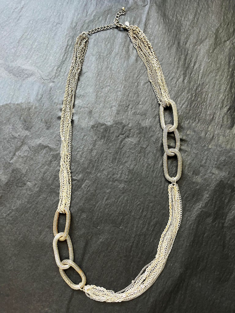 Vintage 1990s Chico Silver Strand and Chain Link Necklace