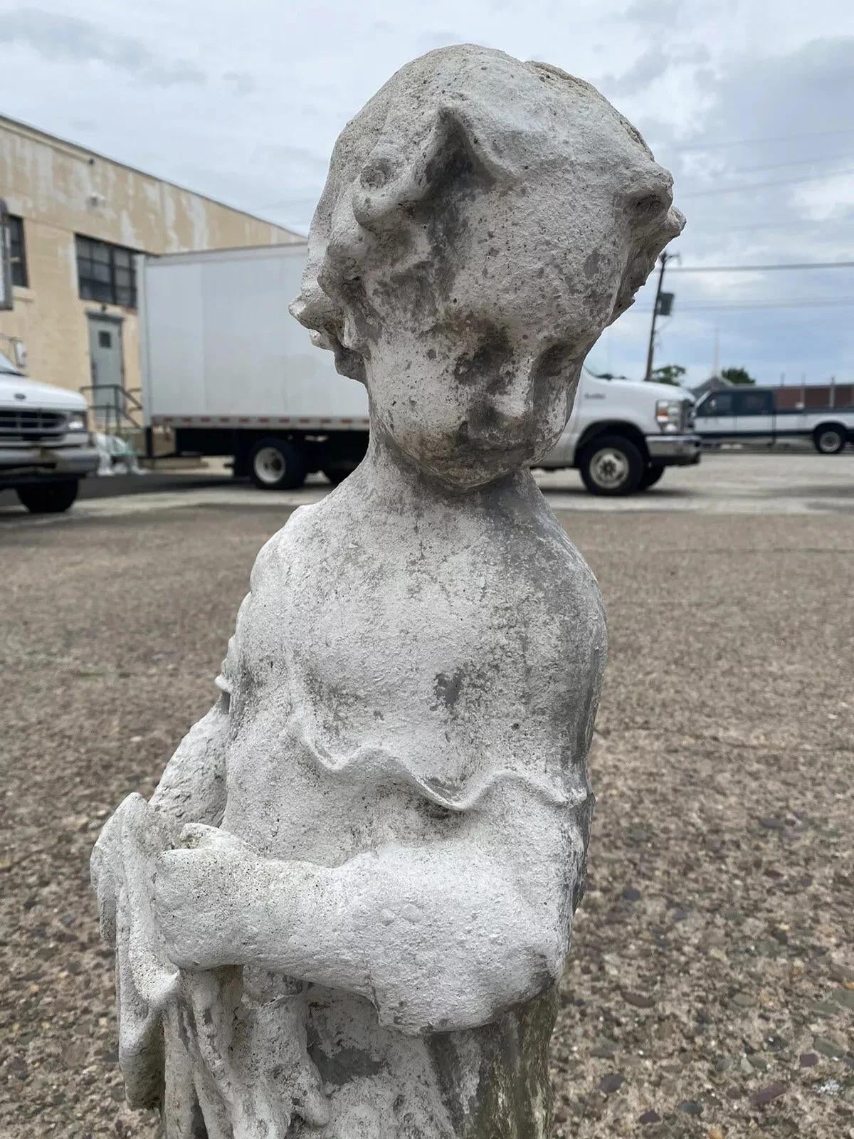 Vintage Four Seasons Cherub Putti Cast Cement Garden Ornament, image size:1200x1600