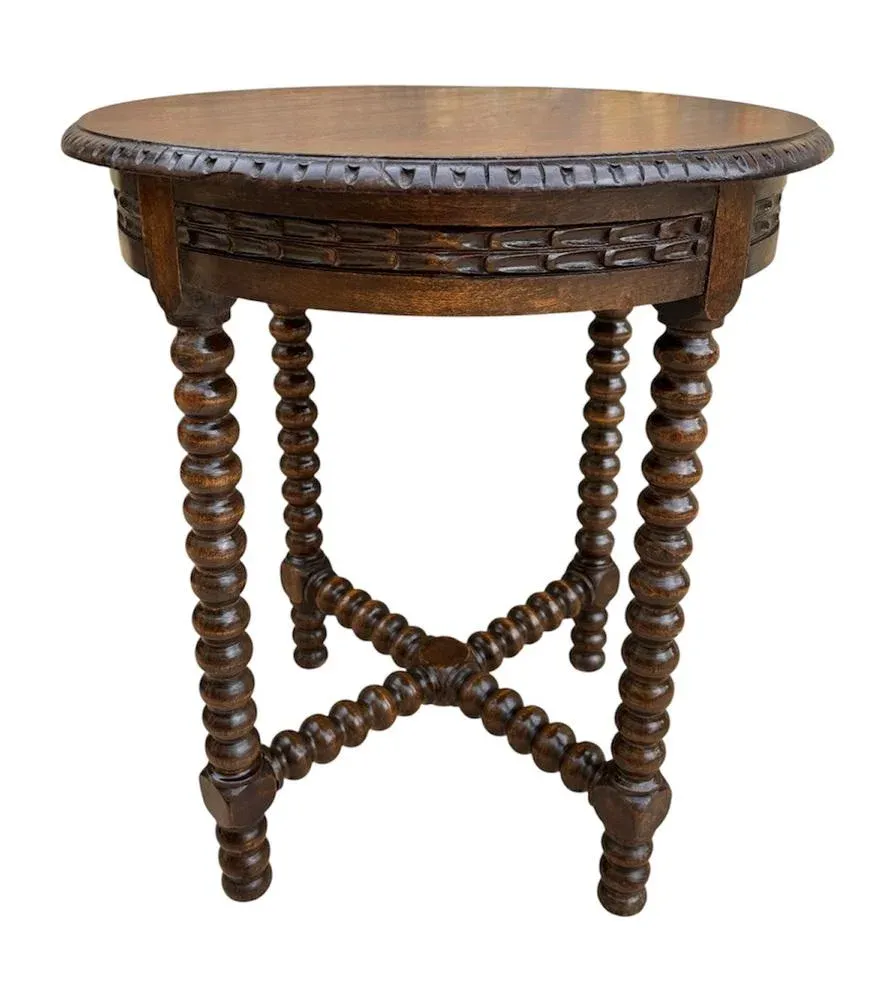 Side Table with Turned Legs, 1920s | Chairish