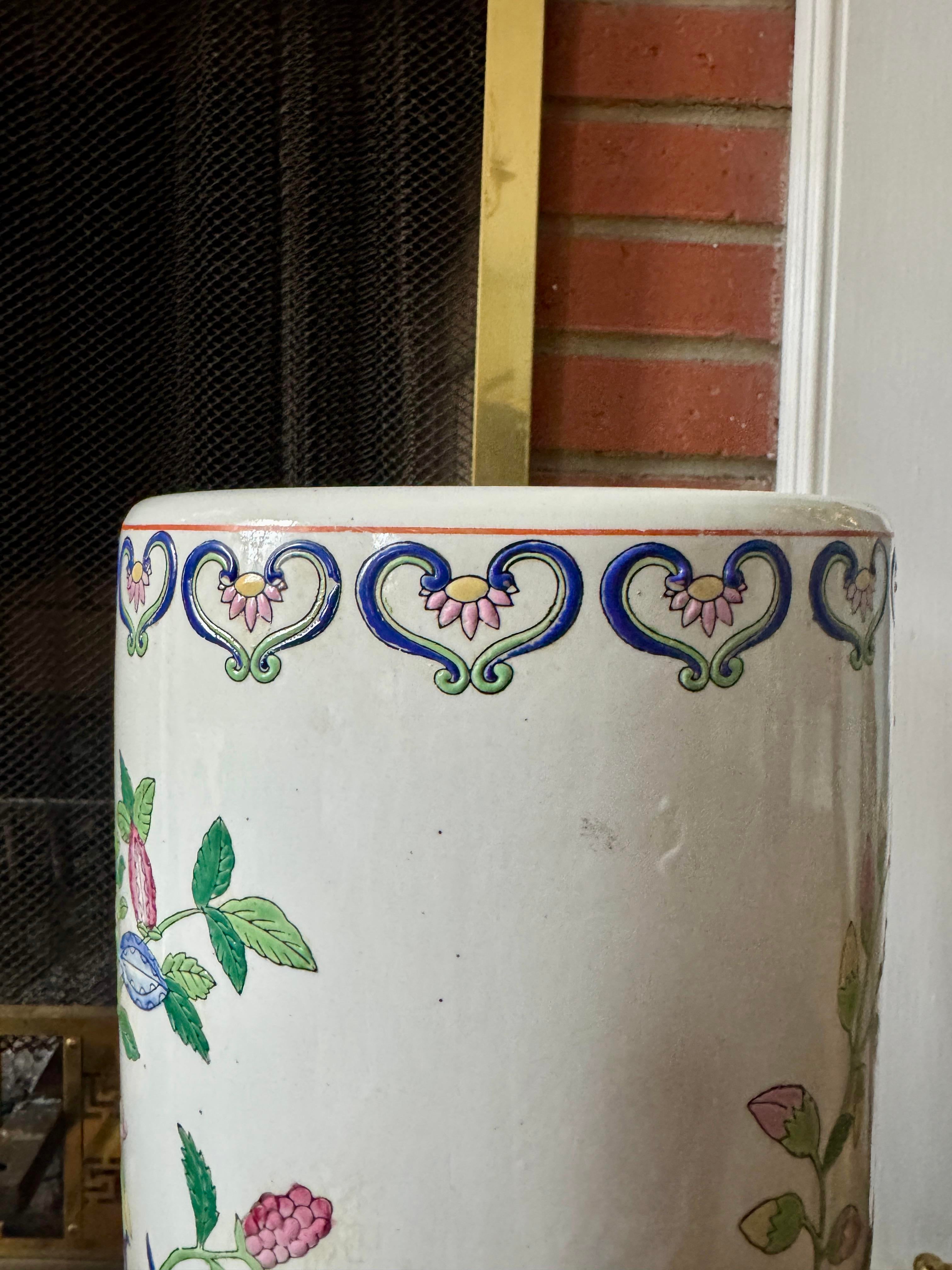 20th Century Chinese Export Tobacco Leaf Umbrella Stand | Chairish