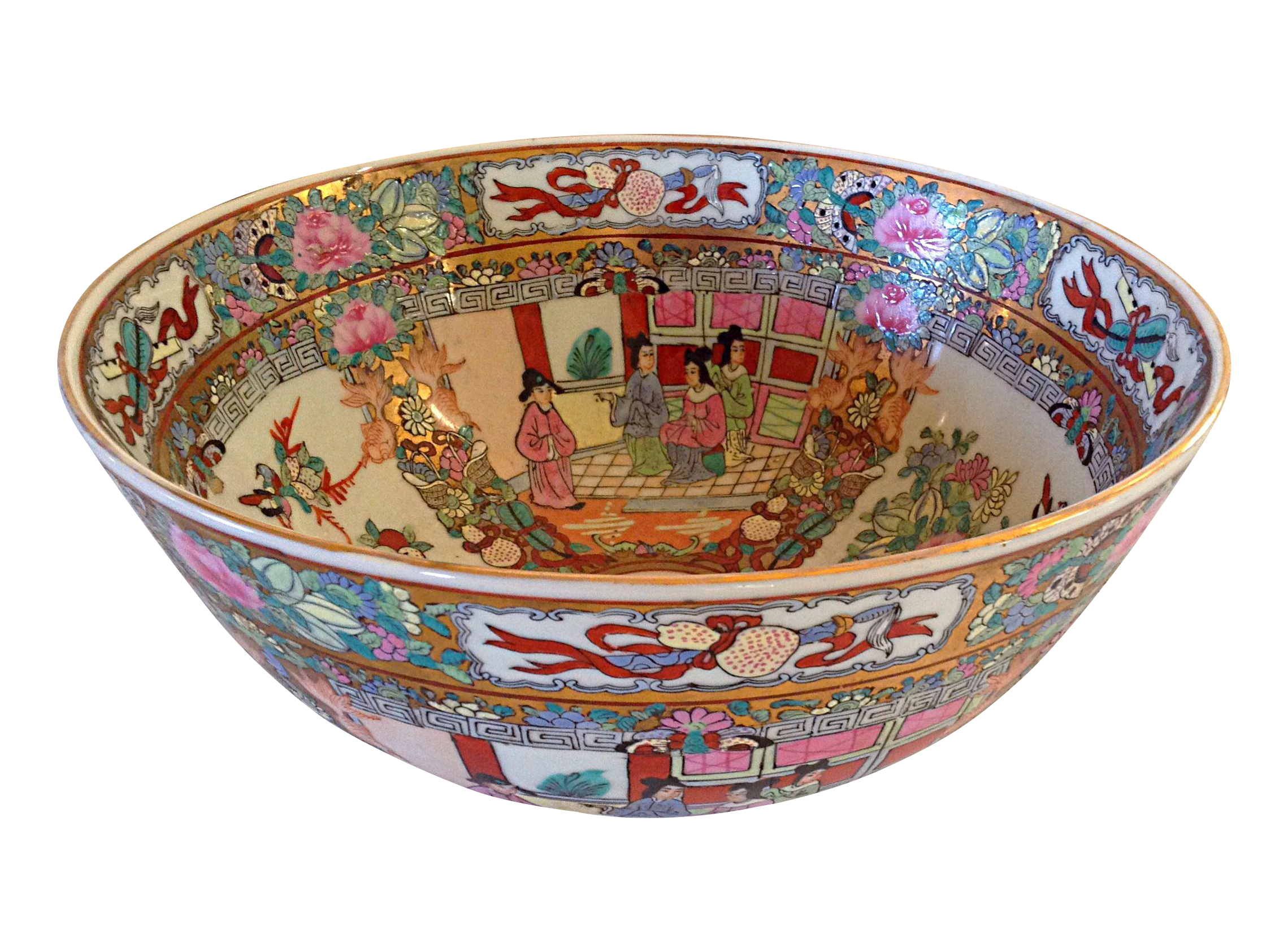 Large Rose Canton Punch Bowl Chairish