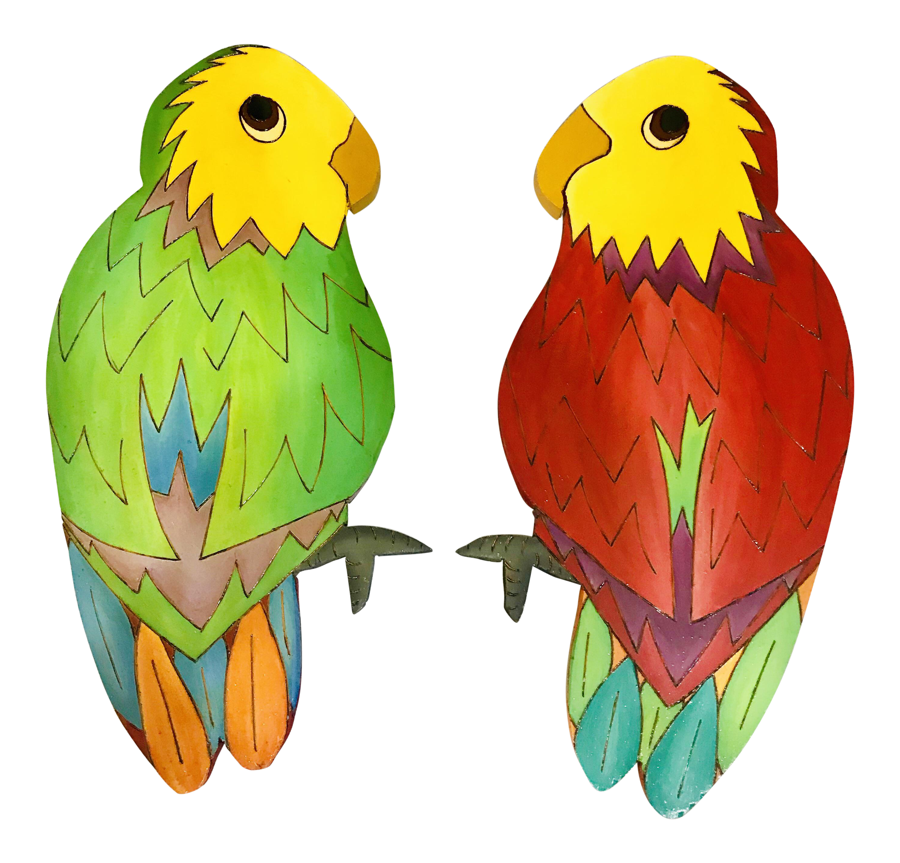 wooden parrots