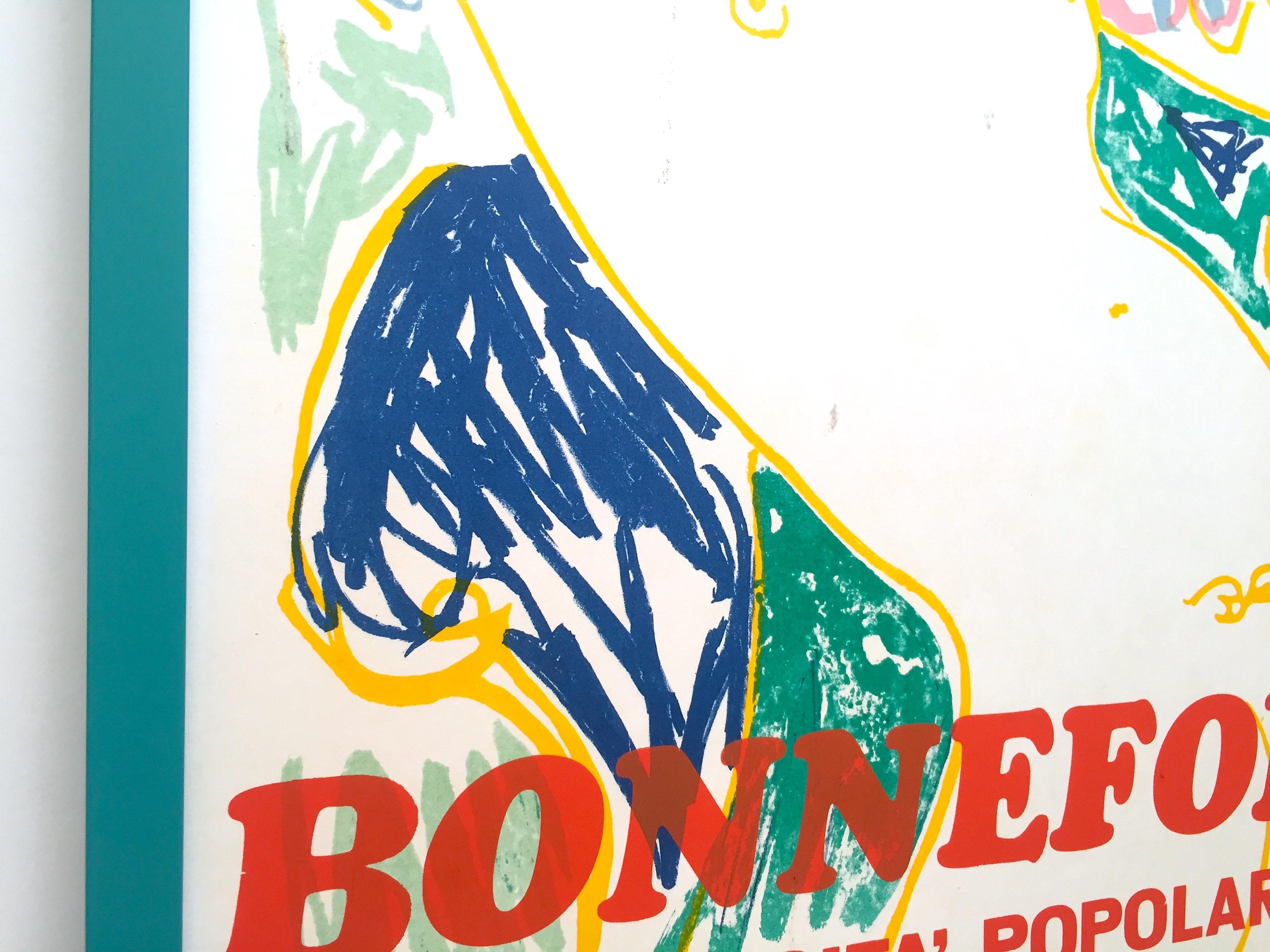Alain Bonnefoit Vintage 1972 Silkscreen Print Framed