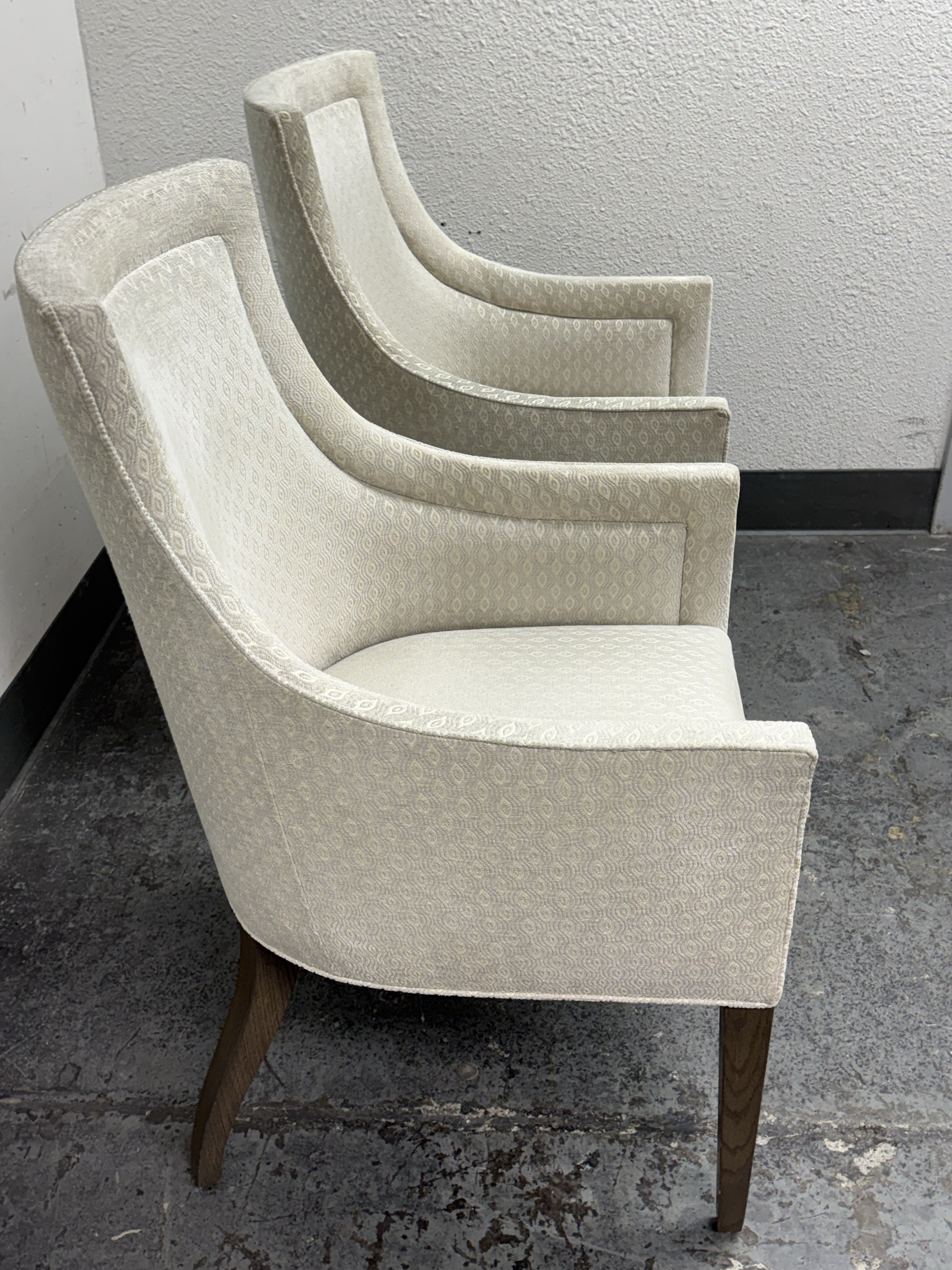 Custom Design Slope Arm Chairs, Pair