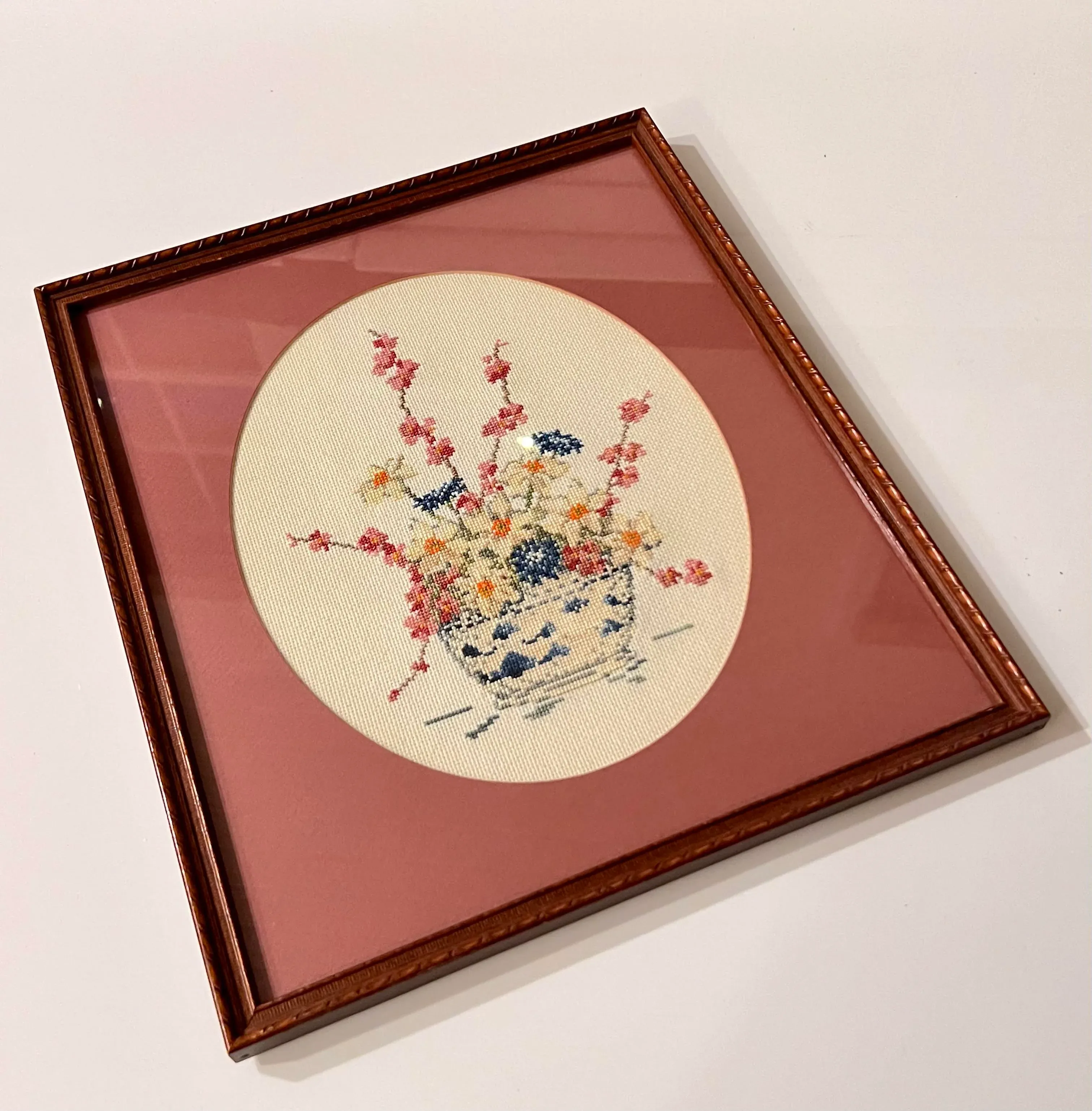1950s Chinoiserie-Inspired Framed Petit Point Needlepoint