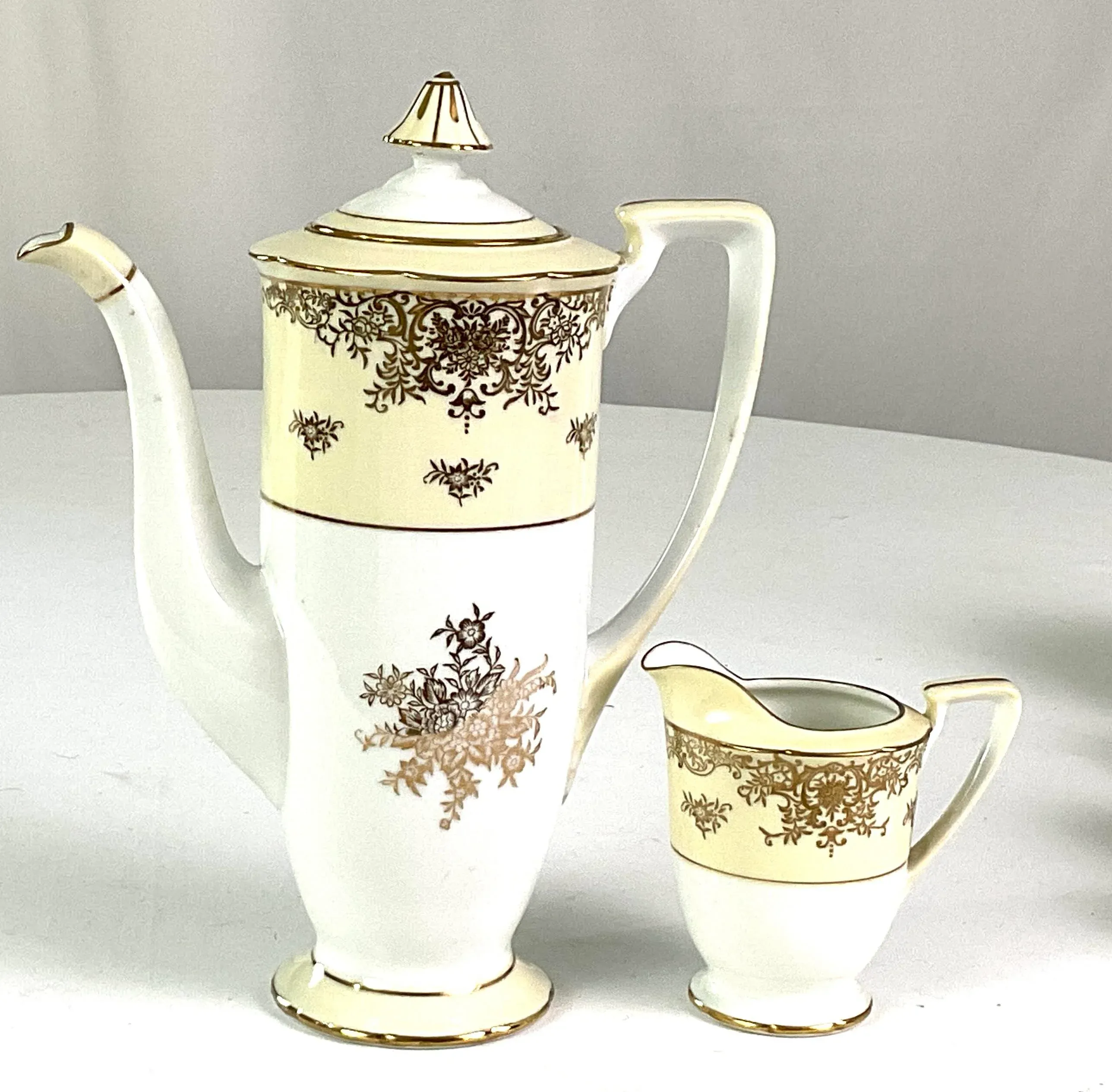 1920s Noritake “M“ Footed Hand Painted Porcelain Chocolate Pot