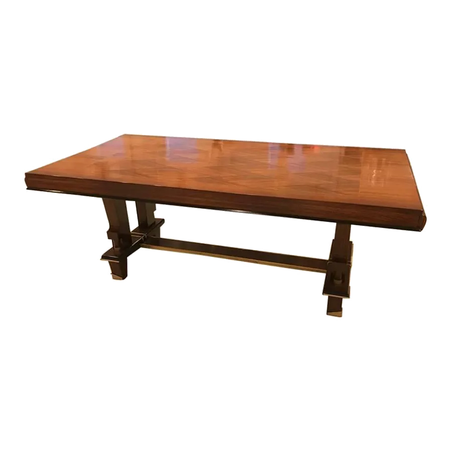 Antique French Art Deco Dining Table with Diamond Marquetry Chairish