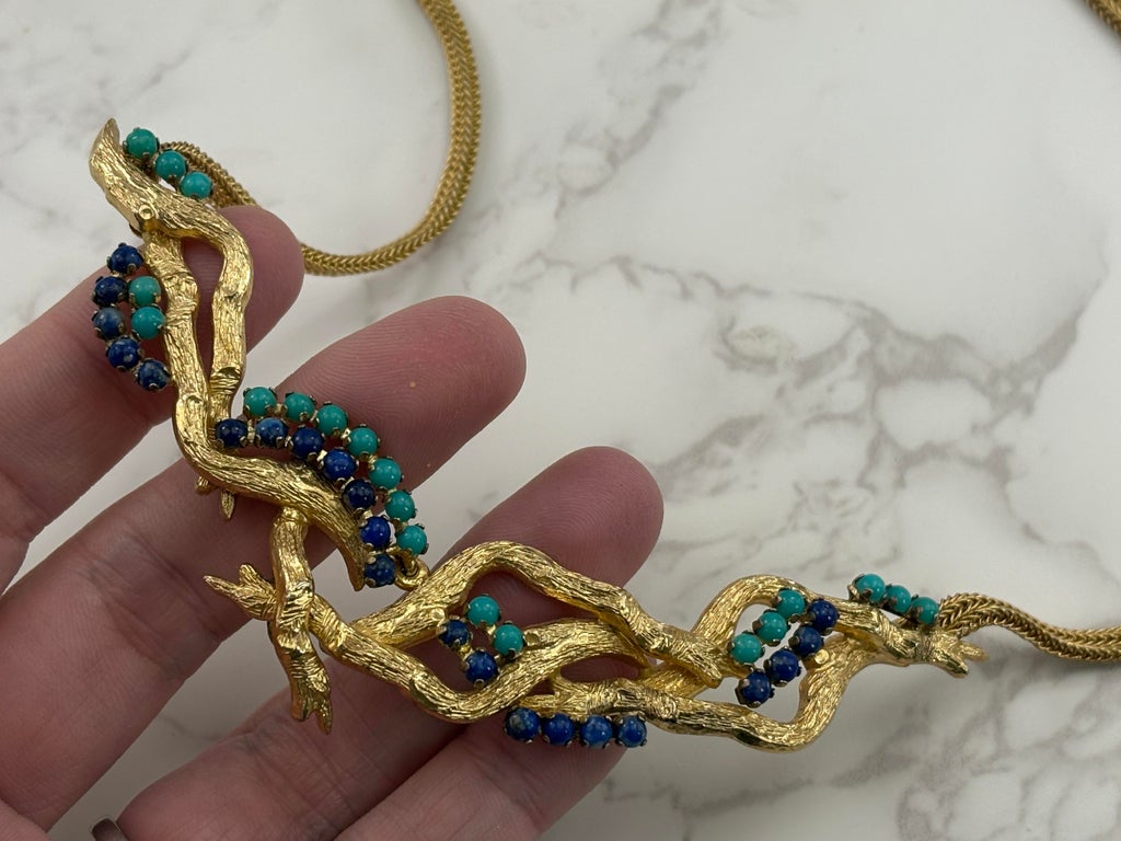 Vintage Christian Dior Necklace - 1962 Gold Tone Branches With 