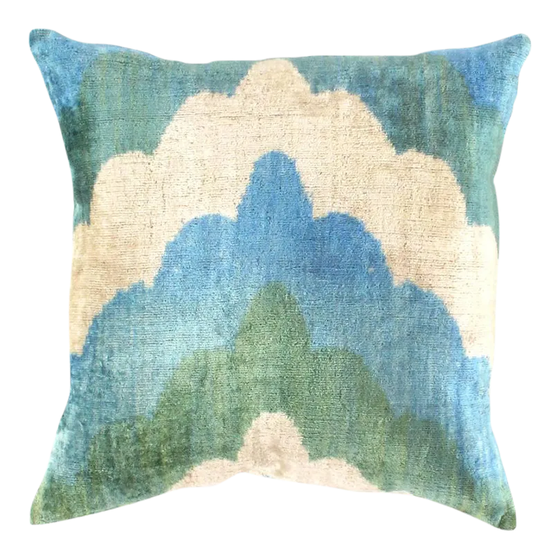 Contemporary Velvet Ikat Bohemian Throw Pillow Chairish