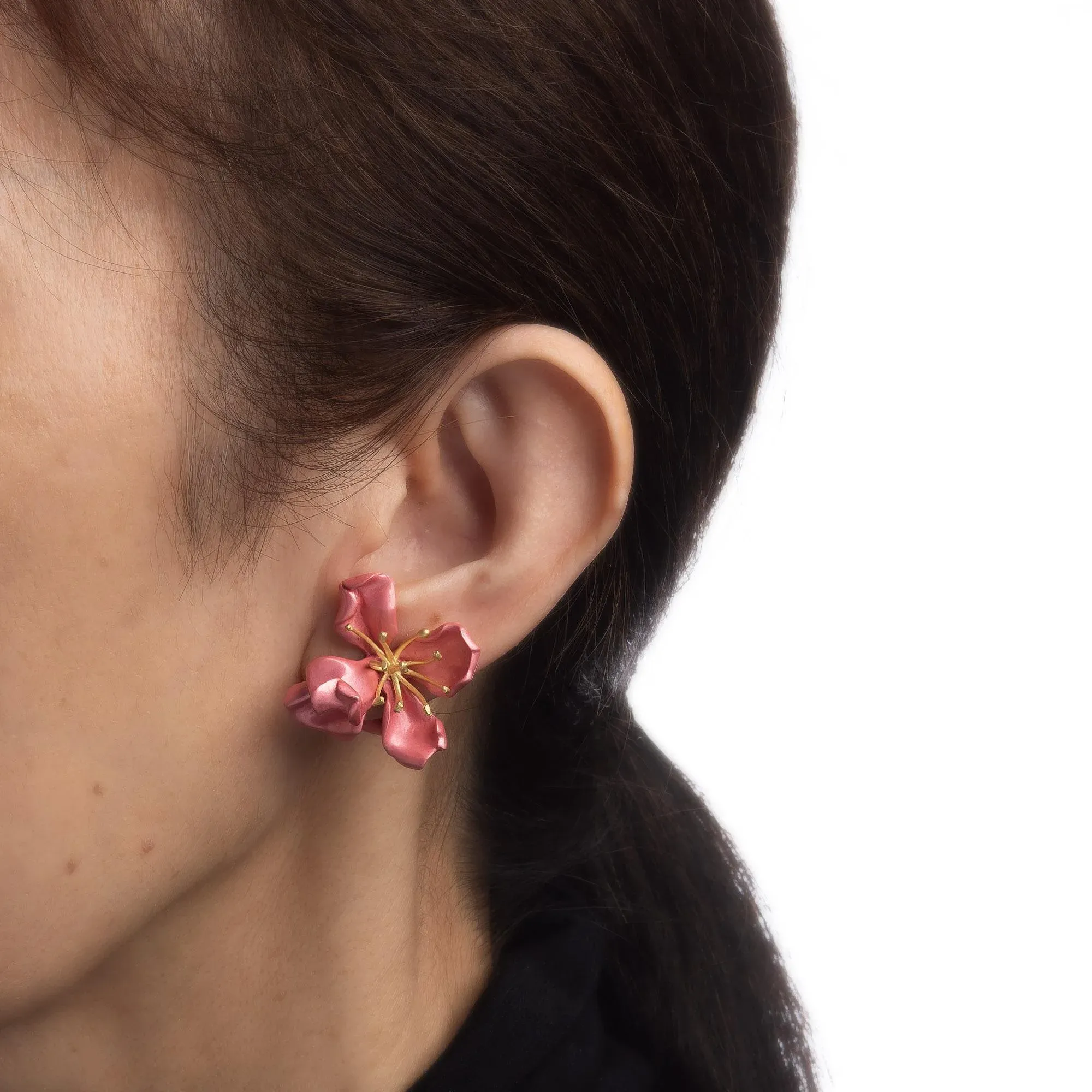 Mid 20th Century JAR Almond Blossom Earrings 18k Gold Silver Pink