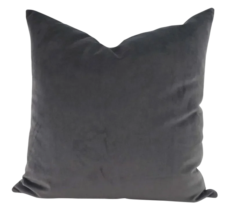 Contemporary Velvet Dark Gray Pillow Cover Chairish