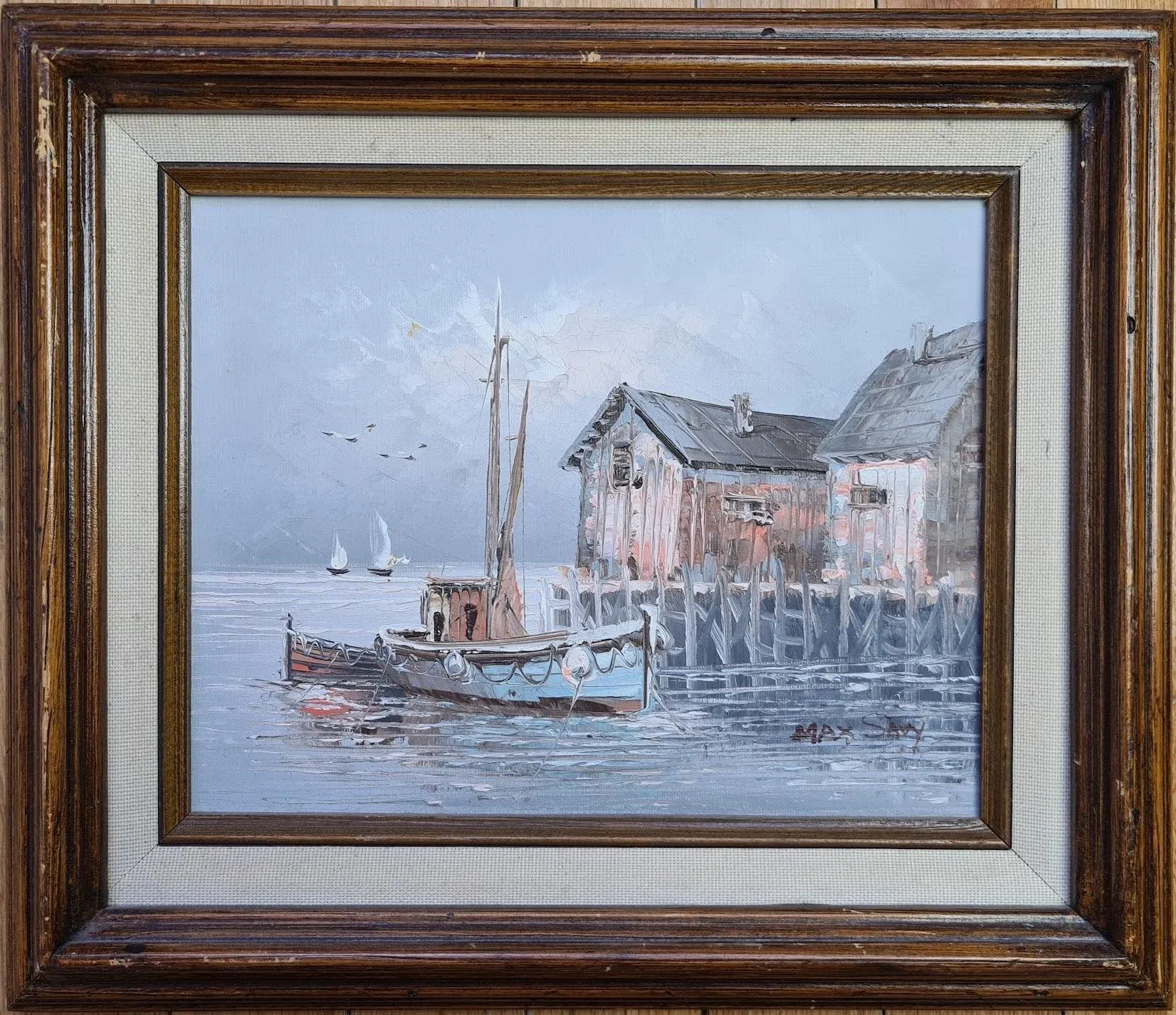 Harbour Scene, Oil on Board, Signed Max Savy, French 1918-2010