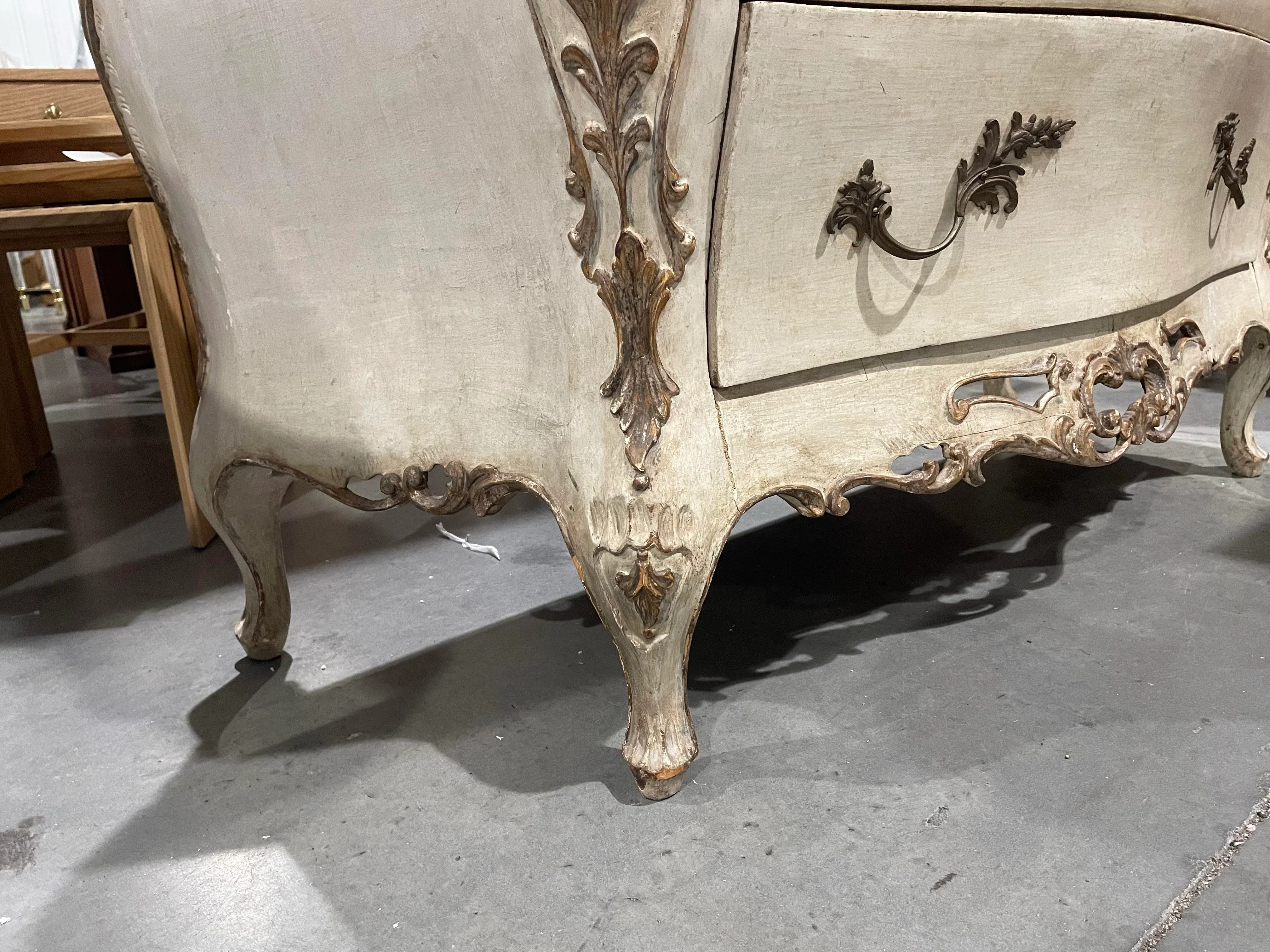 Antique French Provincial Painted Bombe Chest With Faux Marble Top2011 Large Abstract Expressionism Oil Painting