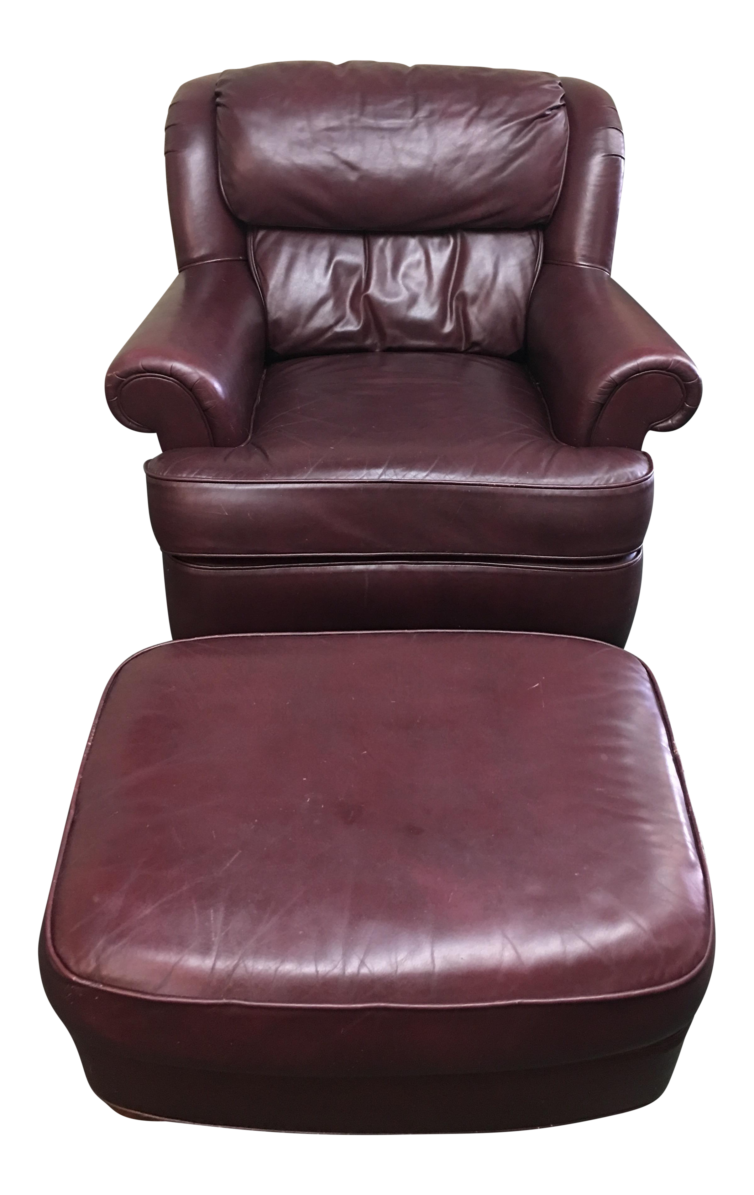 WhittemoreSherrill Ltd. Leather Arm Chair & Ottoman Chairish