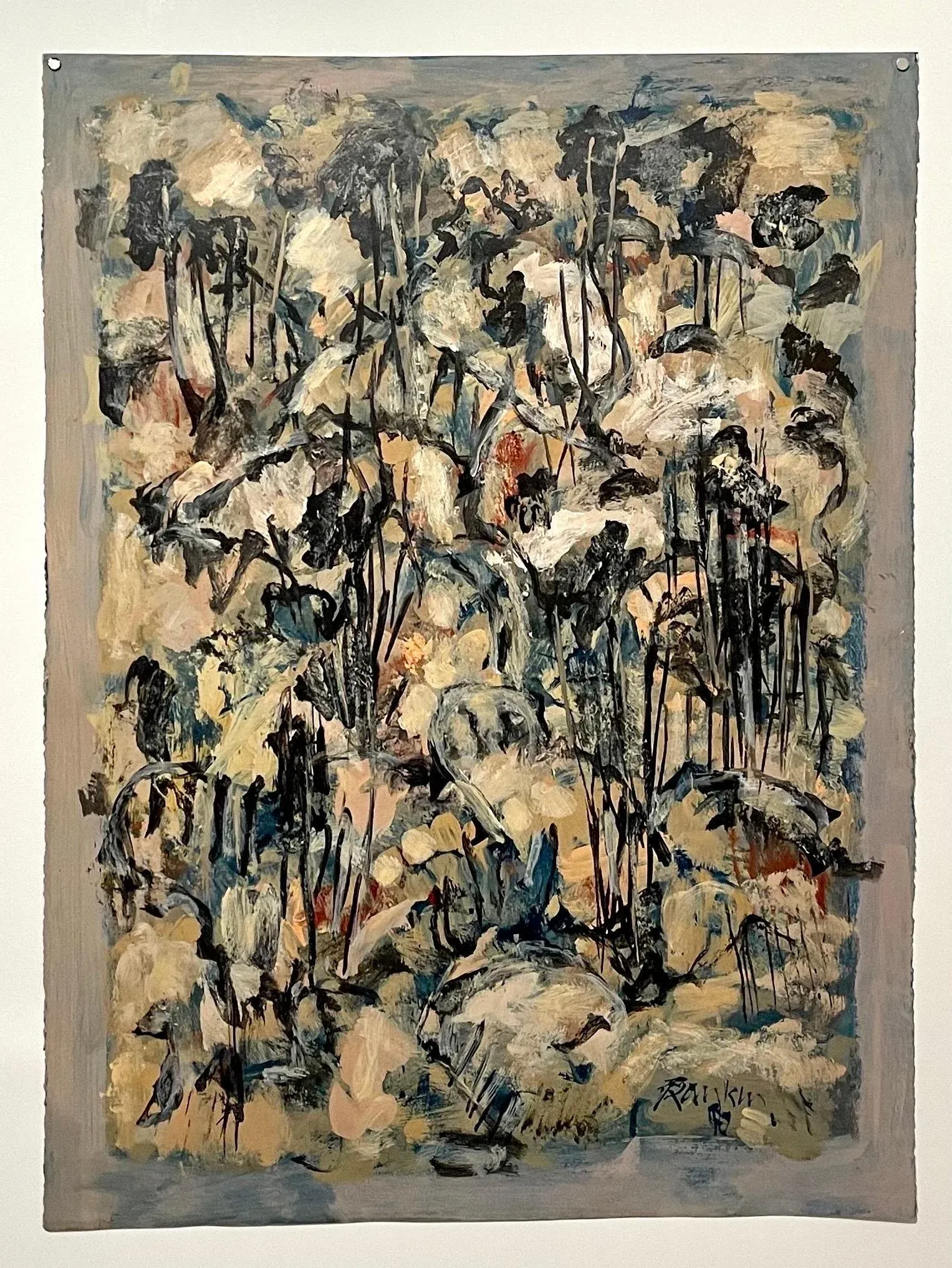 David Rankin Abstract Expressionist Oil Painting Rocky Hillside