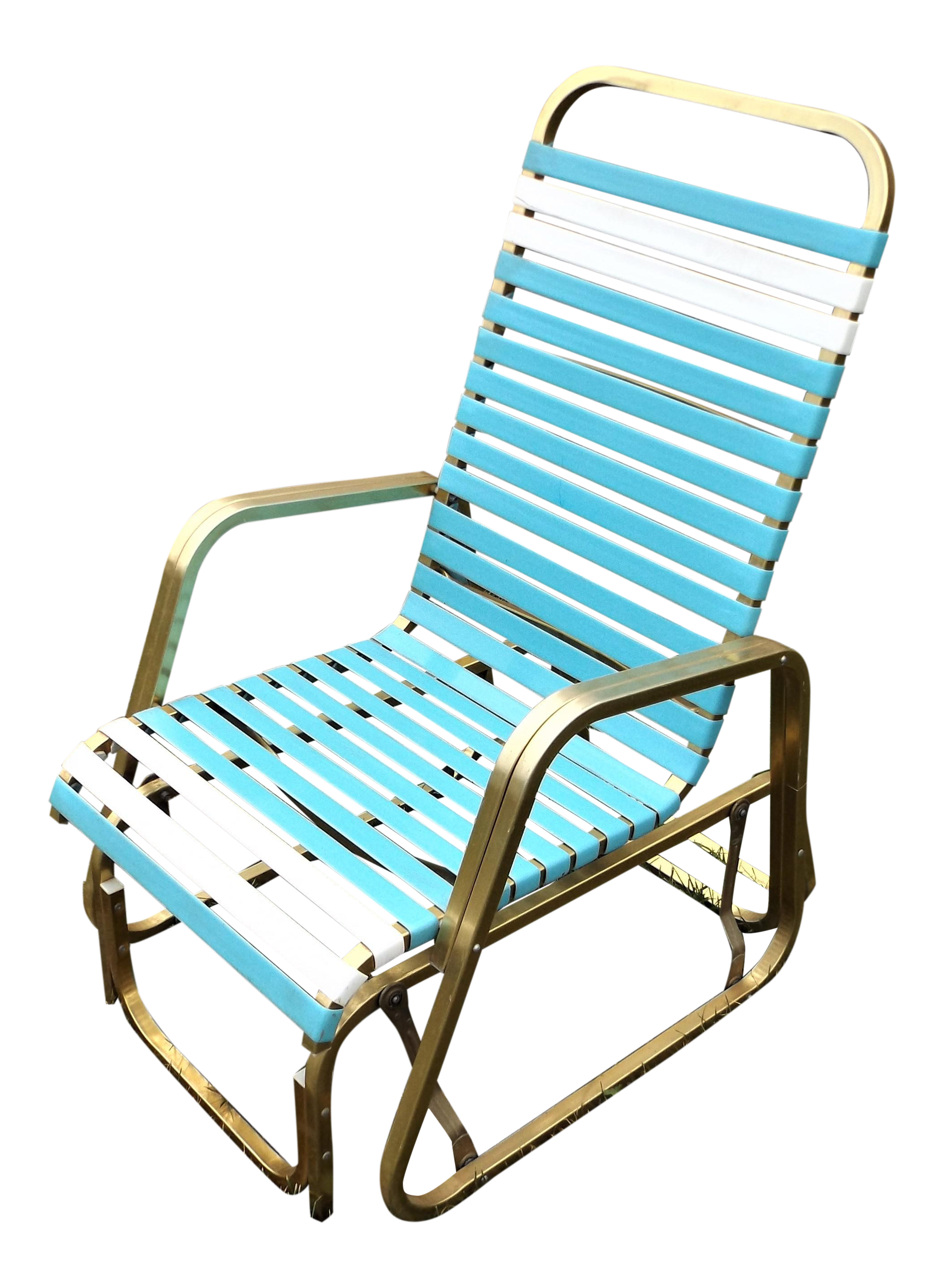 MidCentury Modern Aluminum & Vinyl Teal Patio Glider Chairish