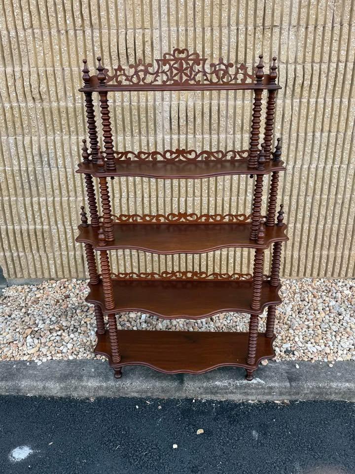 Antique Victorian Style Mahogany Wood Spindle 5 Tier Bookcase