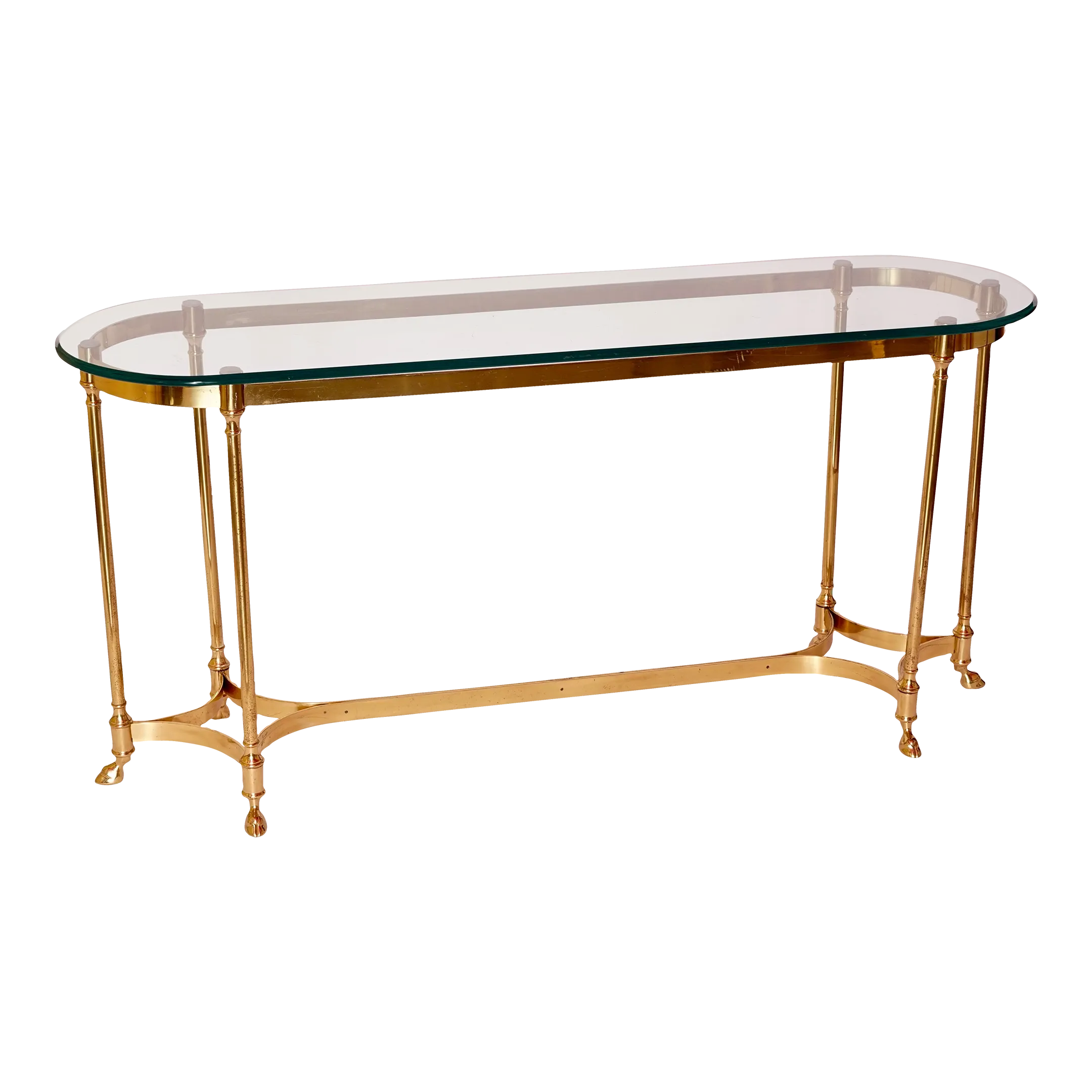 1960s Hollywood Regency Brass and Glass Top Console Table Chairish