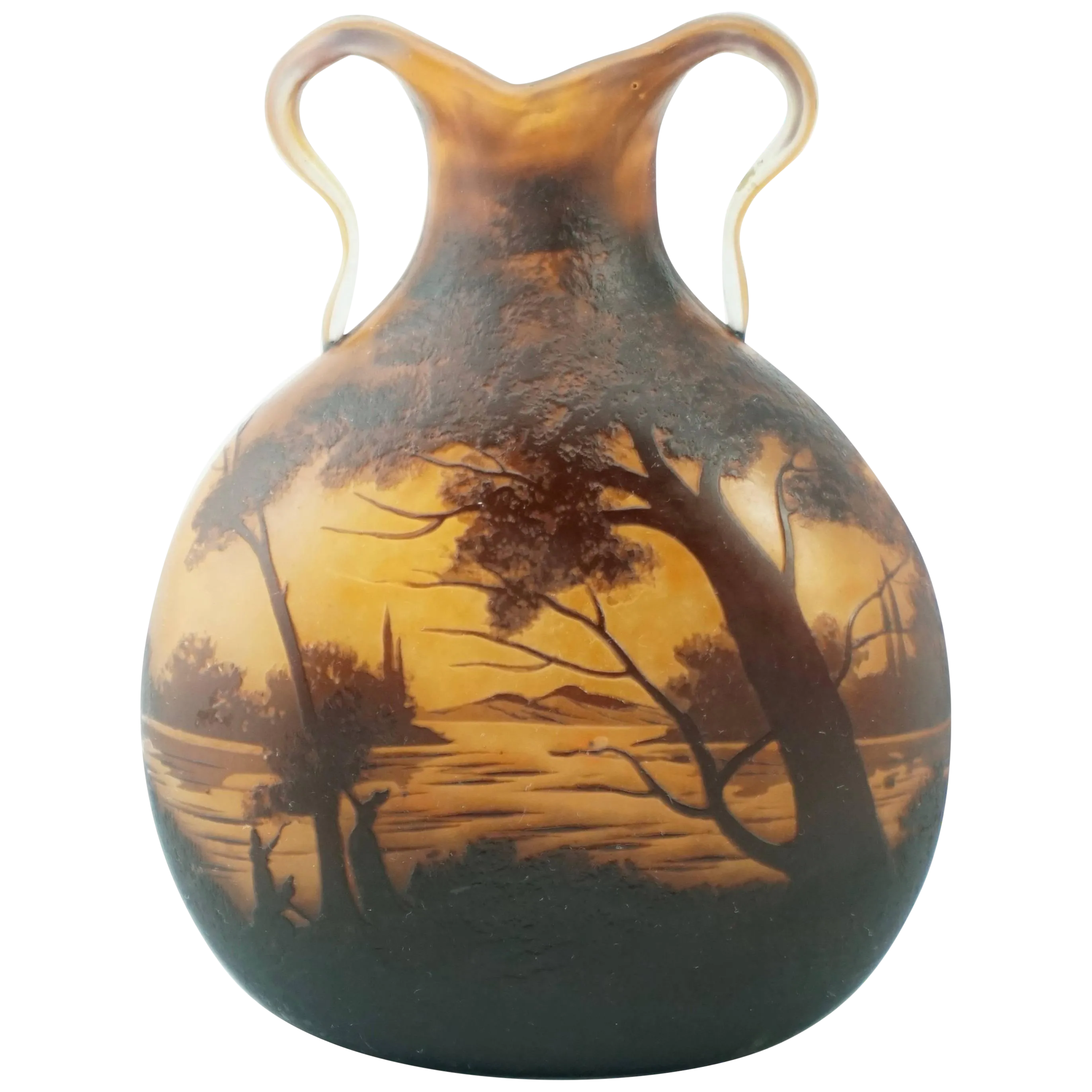 Muller Freres Luneville Cameo Landscape Vase 1900 | Chairish