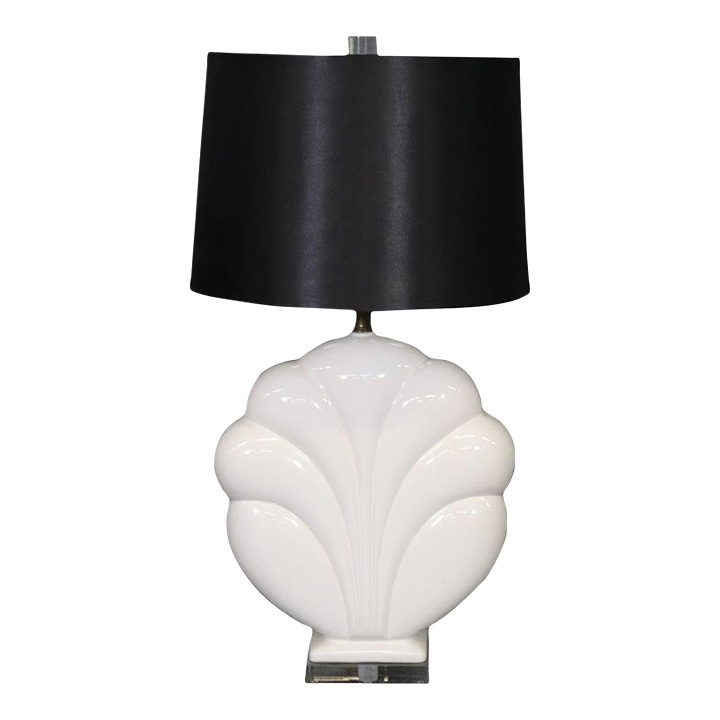 1970s Art Deco MidCentury Modern White Glass & Lucite Lamp Chairish