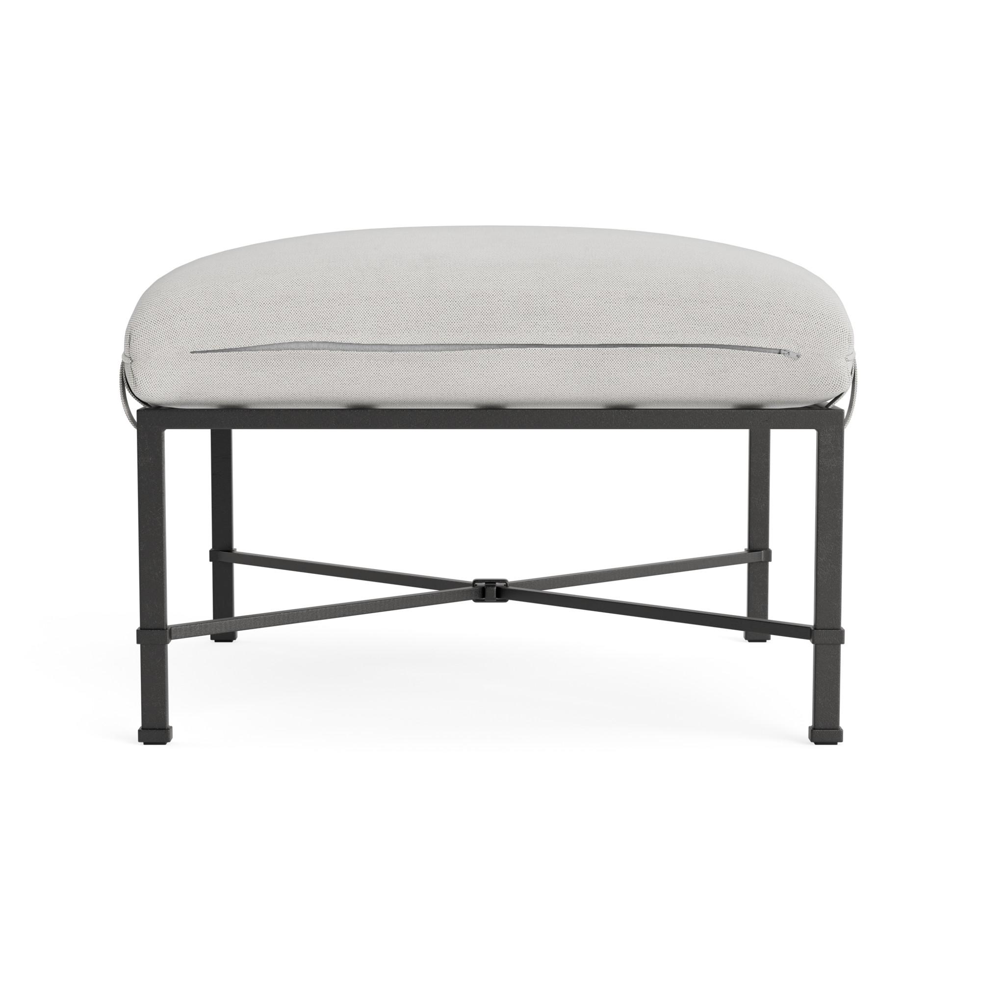 Brown Jordan Venetian Ottoman, Textured Pewter frame with Fusion Dove fabric