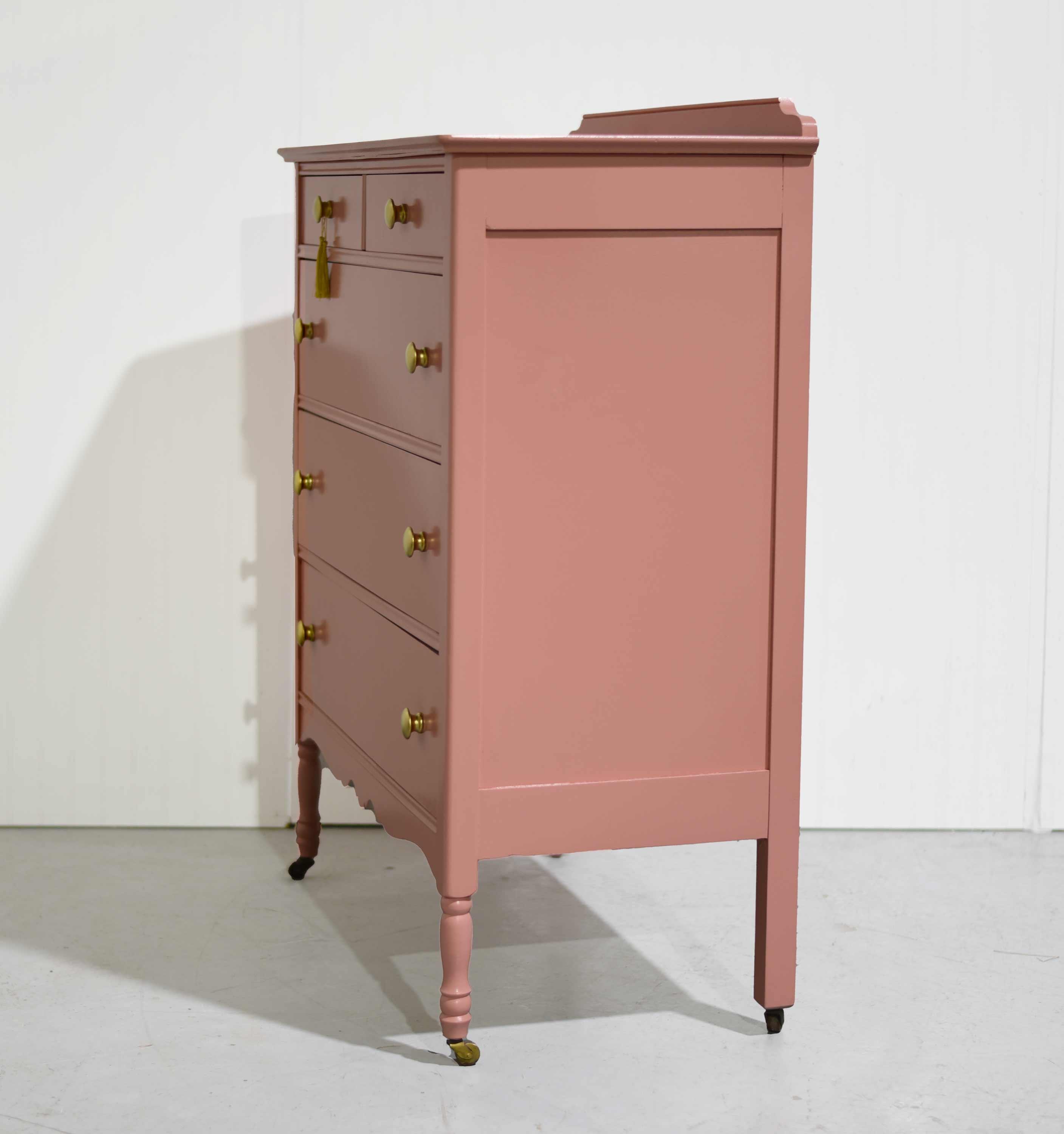 pink mid century dresser Mid Century Modern Smooth Pink Dresser with Chalk Paint
