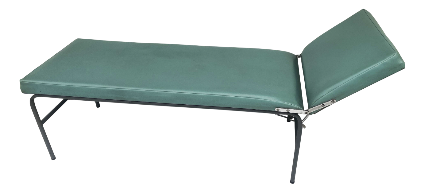 Mid-Century Modern Industrial Medical Couch with Adjustable Headrest, 1960s