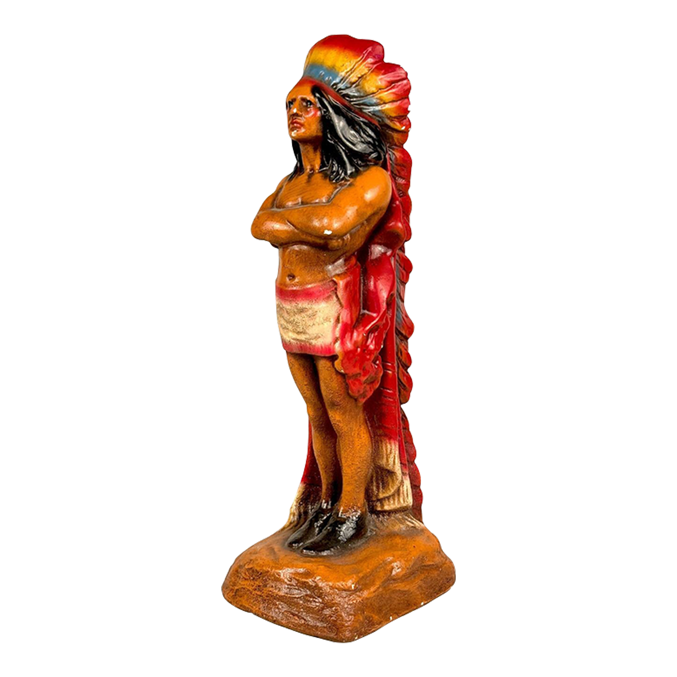 Vintage Traditional Cigar Indian Chief Chalkware Sculpture Vintage Traditional Cigar Indian Chief Chalkware Sculpture