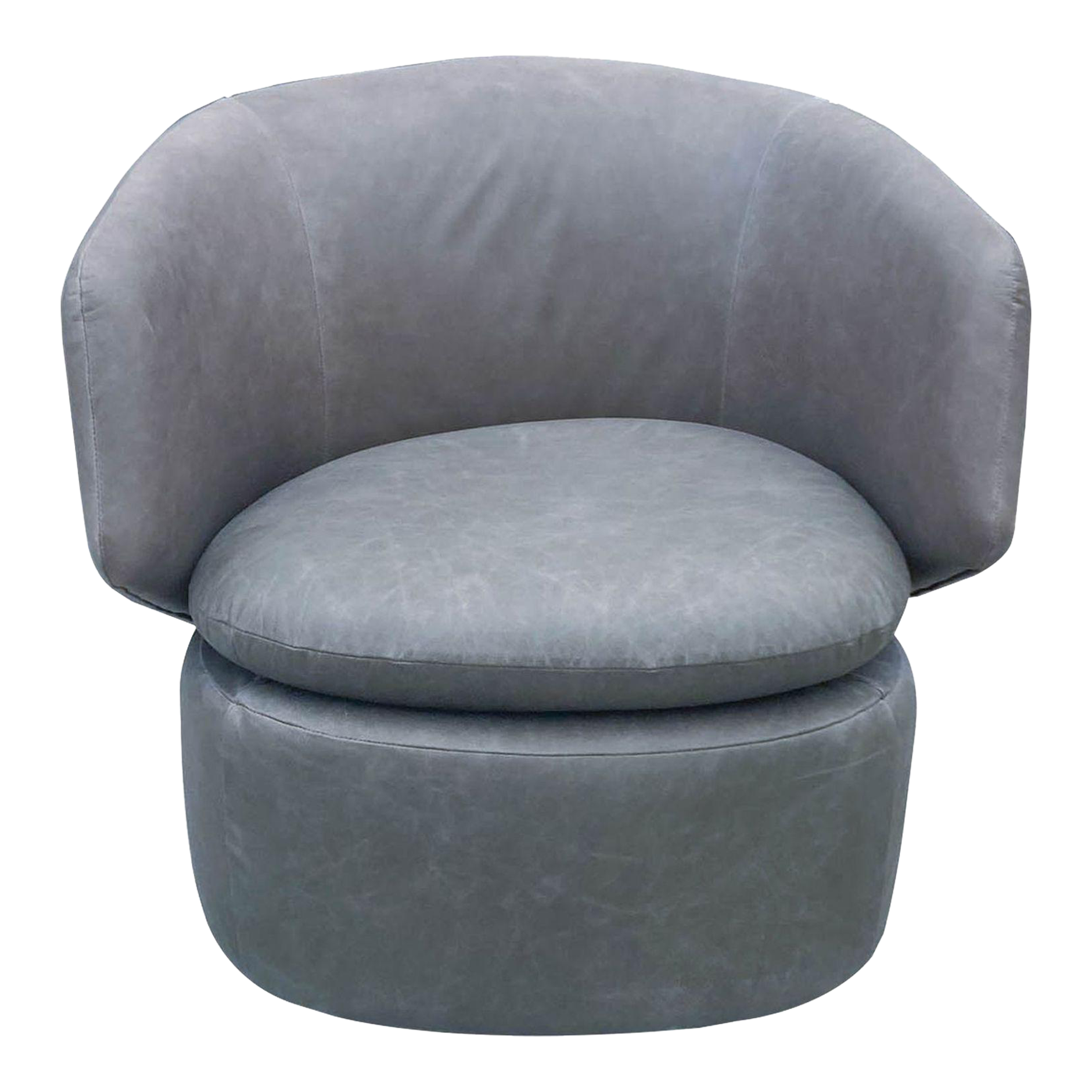 West Elm Crescent Leather Swivel Chair Chairish