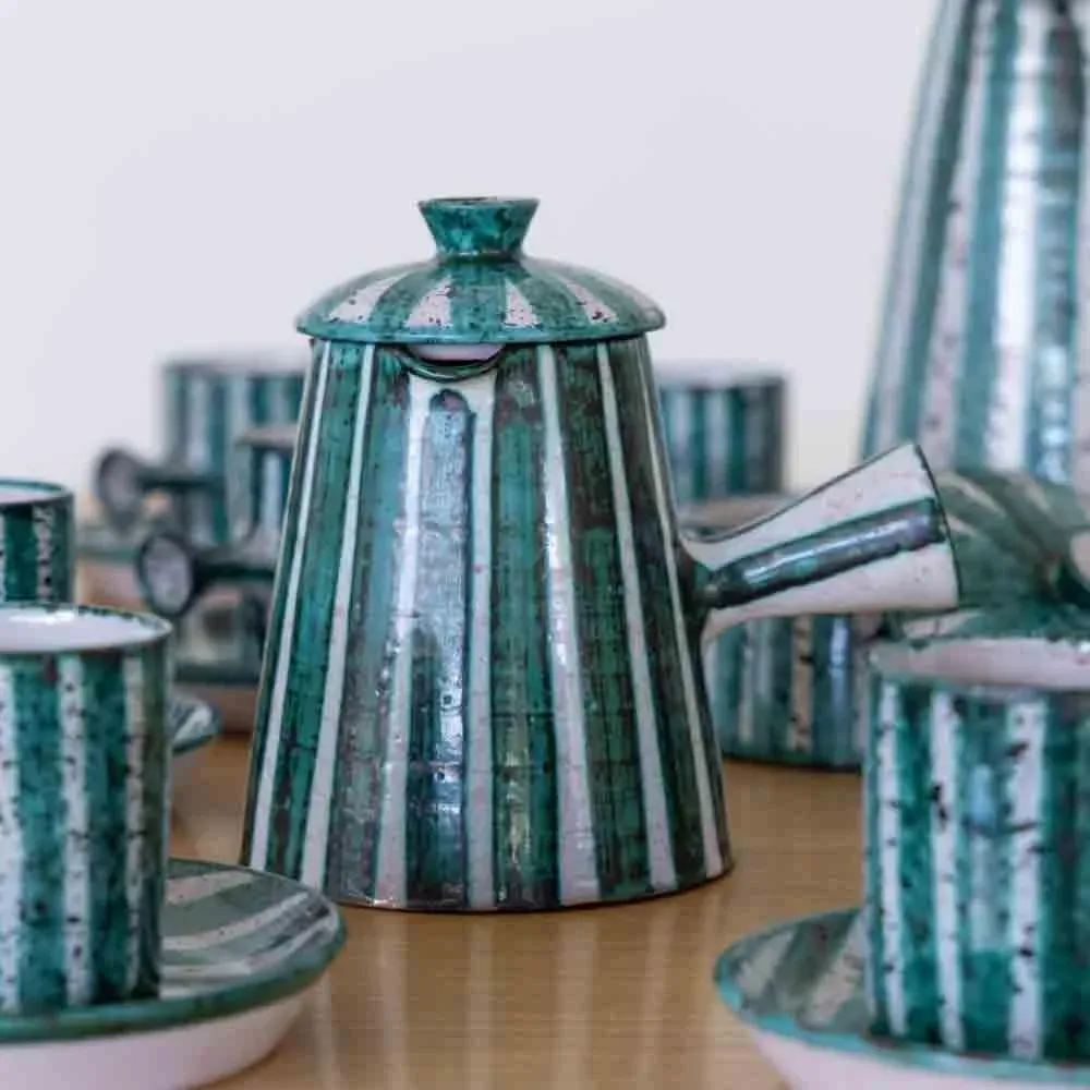 1950's French Ceramic Coffee Set From Vallauris- 27 Pieces | Chairish