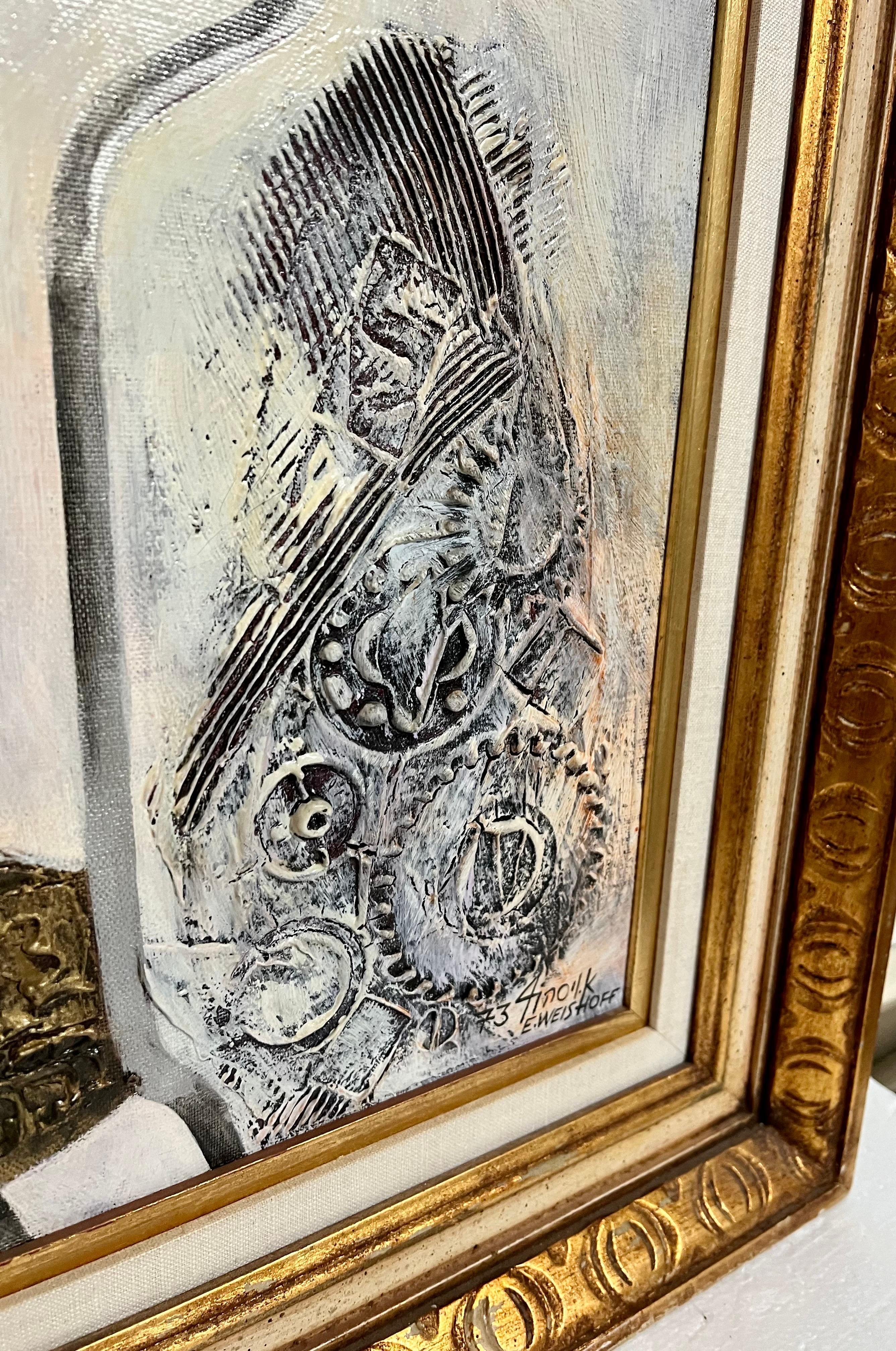 Eliezer Weishoff, Jerusalem Samovar Israeli Judaica Eliezer Weishoff Oil Painting Bezalel Artist, 1973