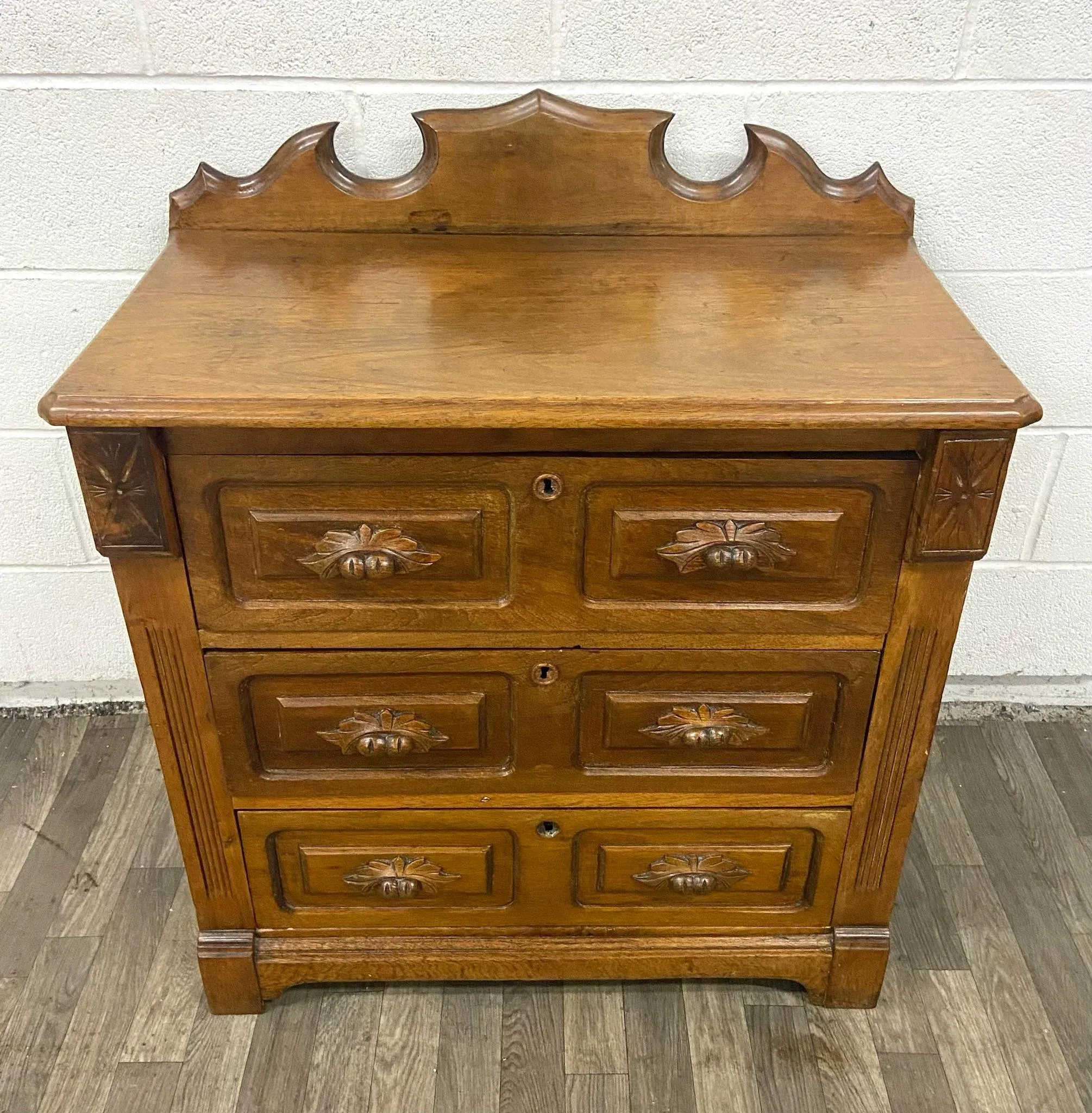 victorian style dresser Eastlake Drop Well brushed gold is paired with an antique pearl Acme Picardy Antique Pearl Dresser