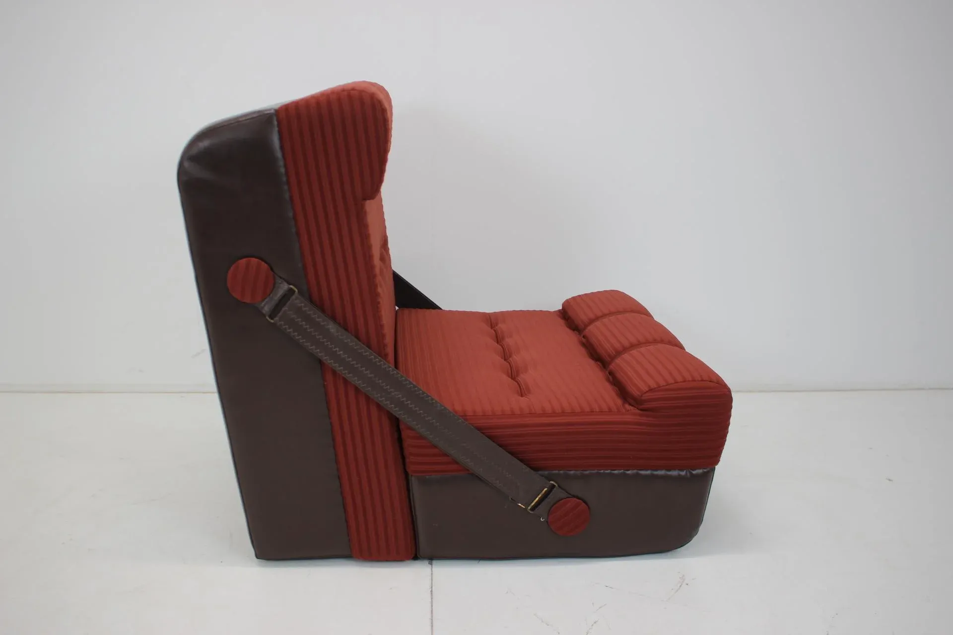 Set of Mid-Century Folding Armchair & Footstool, 1970s