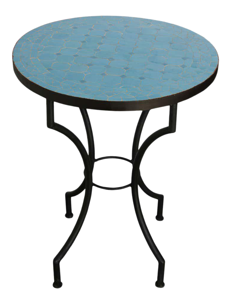 mosaic tile patio table on Mid 20th Century Moroccan Mosaic Tiles Blue Color Bistro Table Chairish