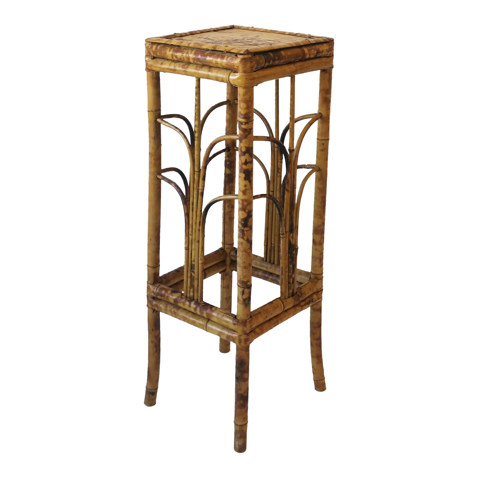 Wicker Bamboo Pedestal Column Pillar Stand Chairish