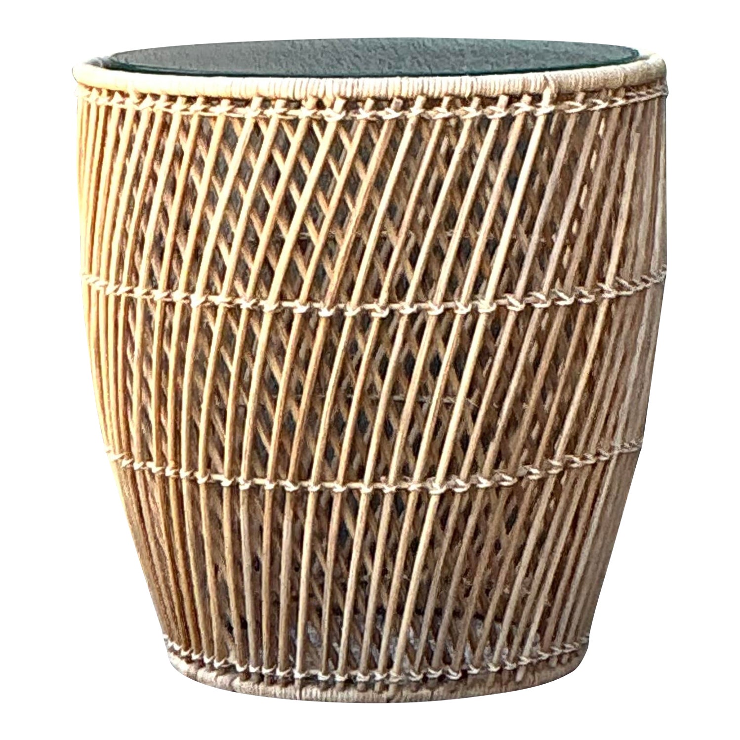 Vintage Twisted Rattan Side Table