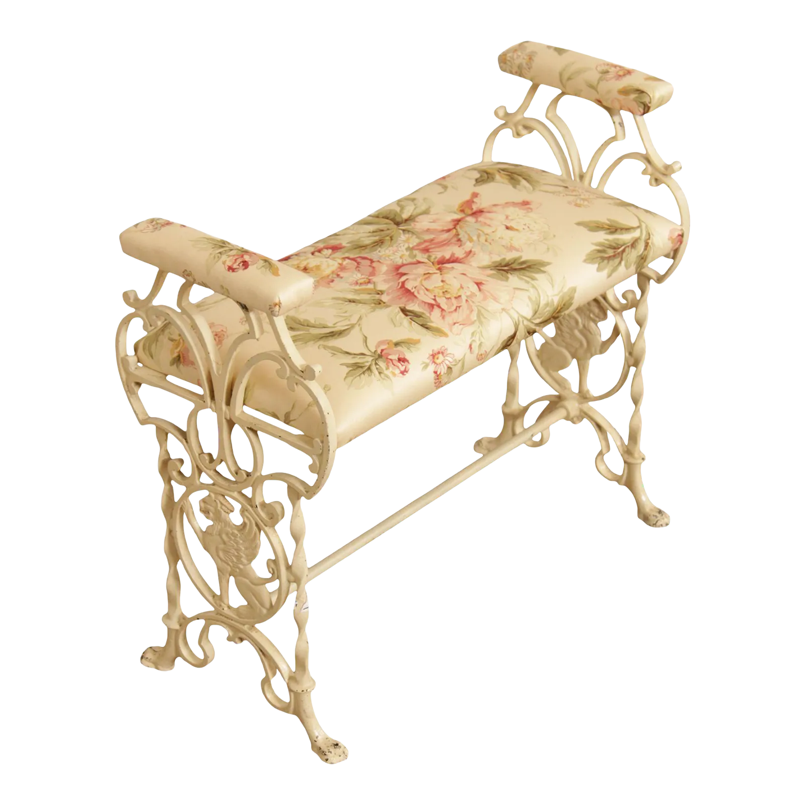 Renaissance Revival Style Antique Upholstered Cast Iron Bench Chairish