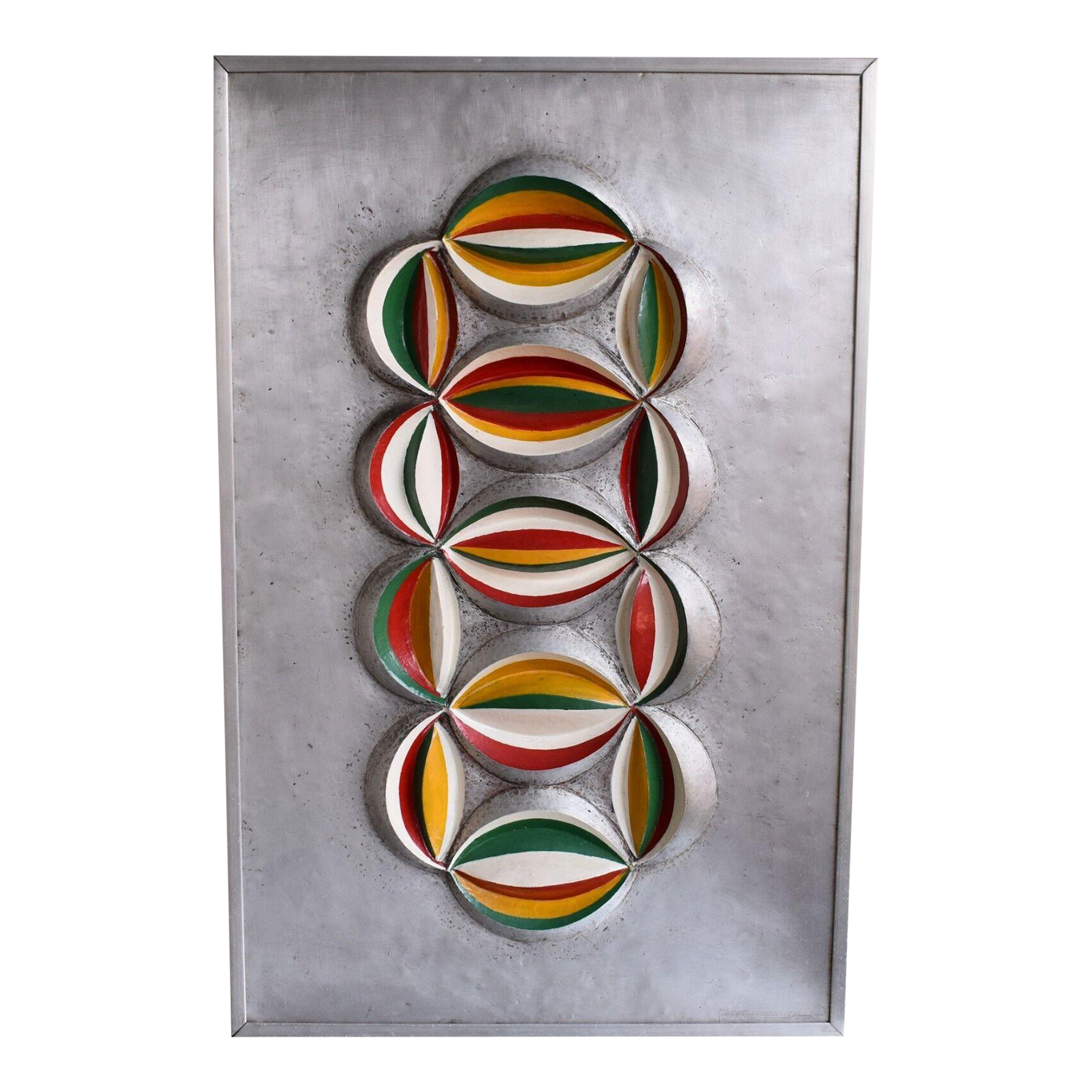 1960s Carlos Gonzalez Abstract Metal Wall Art Sculpture, MidCentury