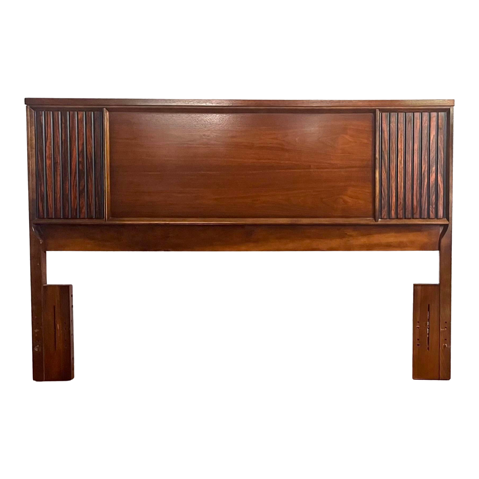 1960s Bassett Furniture Mid Century Modern Brutalist Full Size Walnut